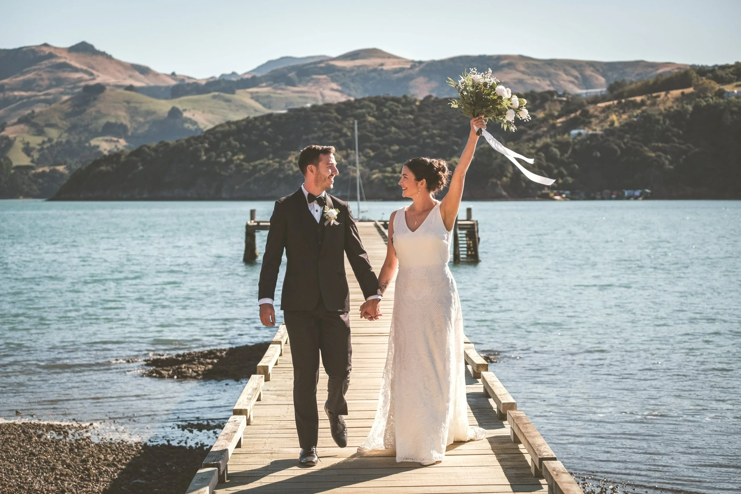 beachside newlywed portraits