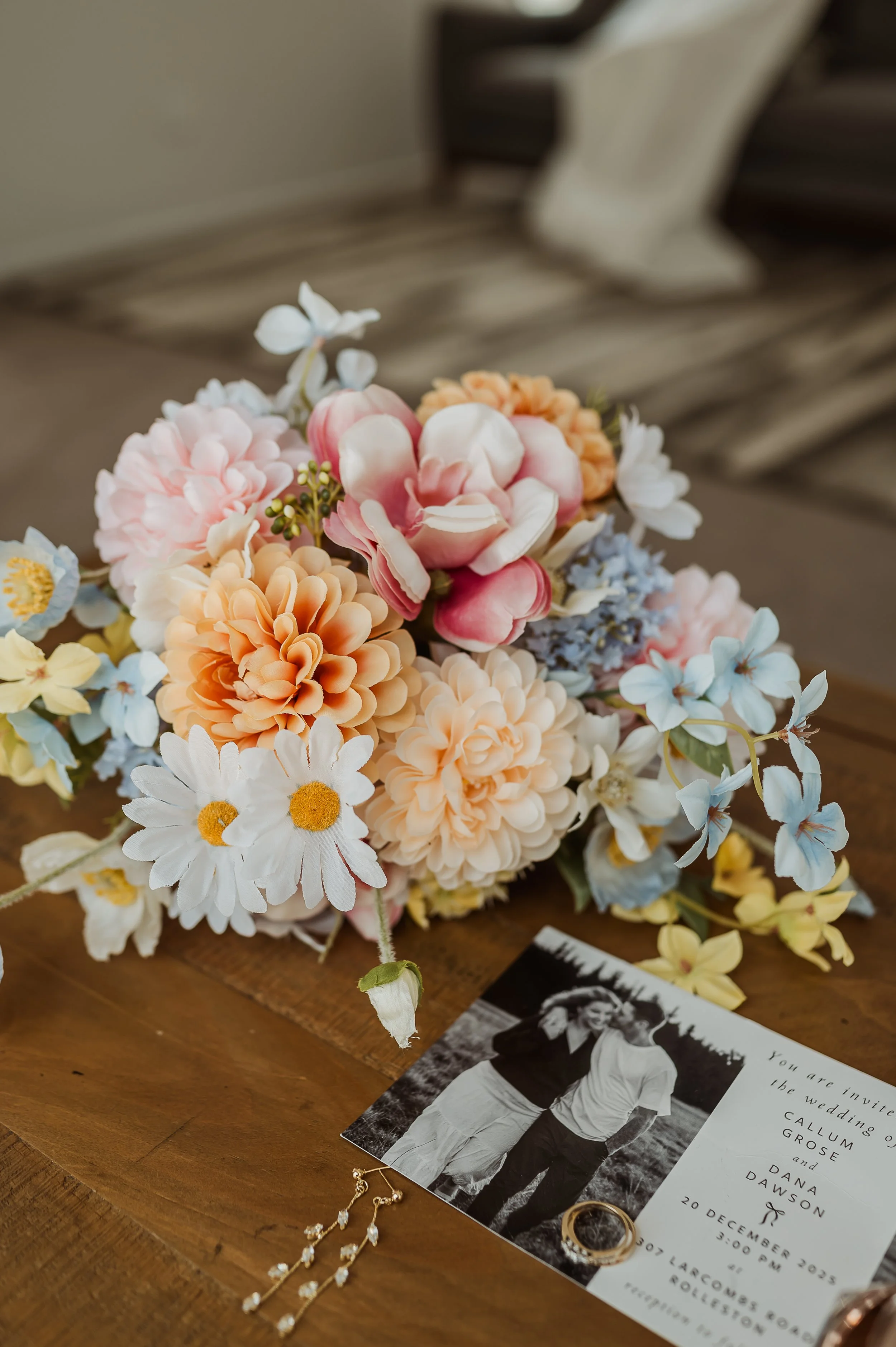 bright and pastel tones for bridal bouquet for christchurch wedding