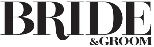 The word 'BRIDE' in large black letters with '& GROOM' written underneath.