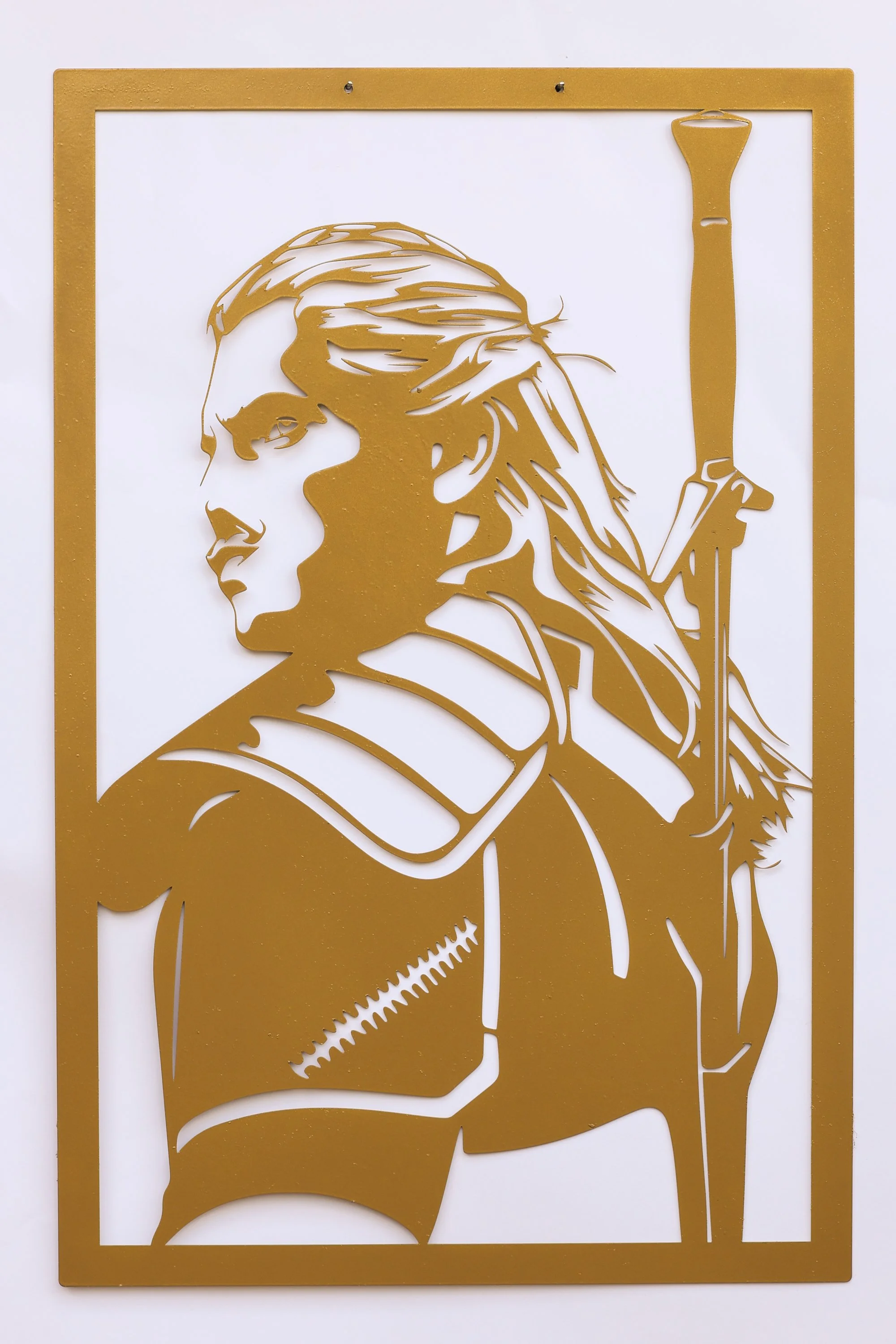 Krieger Metall Wandbild – Abenteuer Wanddeko mit Schwert