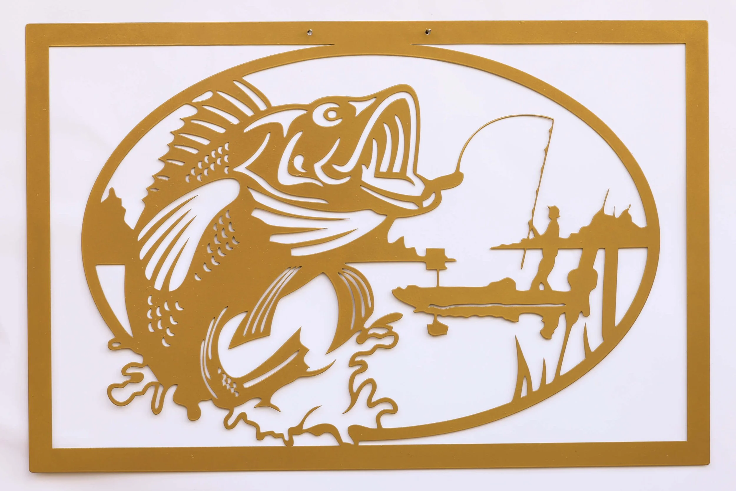 Fisch Metall Wandbild – Angler Wanddeko Geschenk