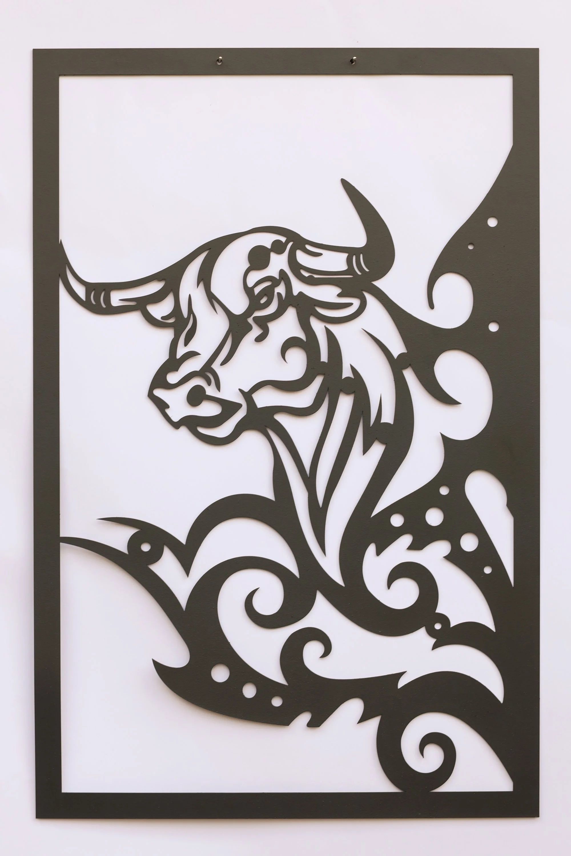 Metall Wandbild Stier kraftvoll modern schwarz