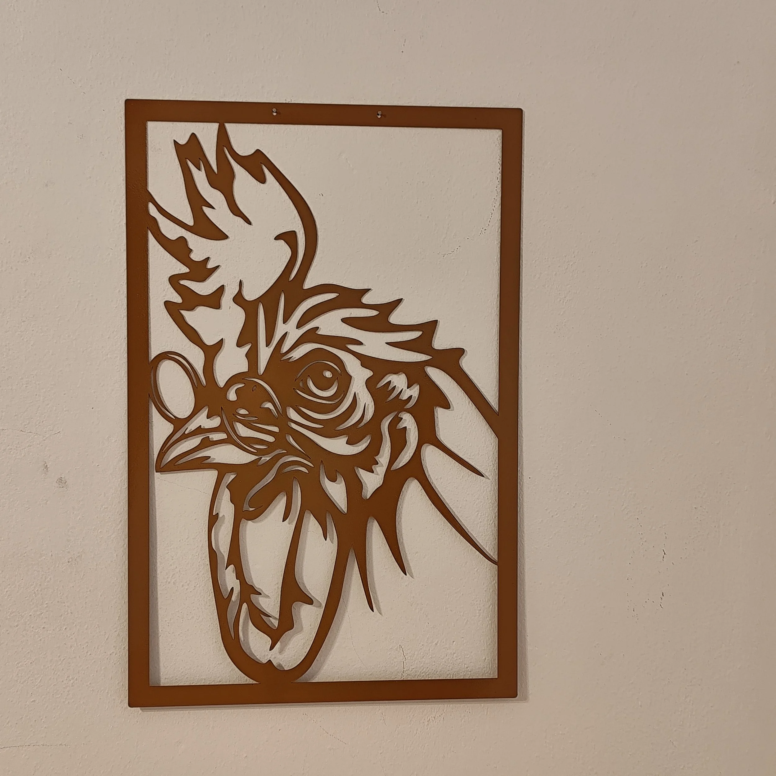 Wanddeko Hahn Tier Metallbild minimalistisch