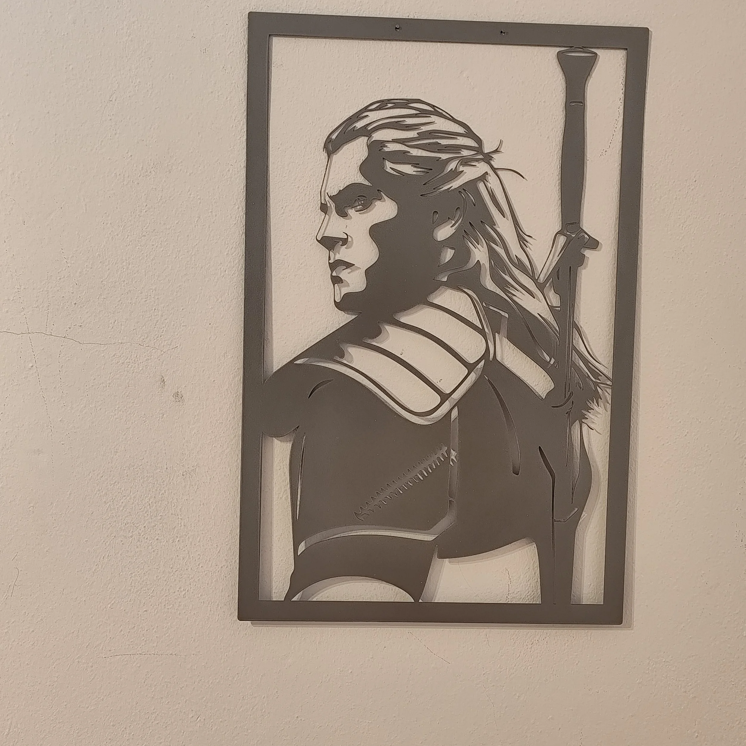 Metall Wandbild Krieger in Silber stilvolle Männer Deko