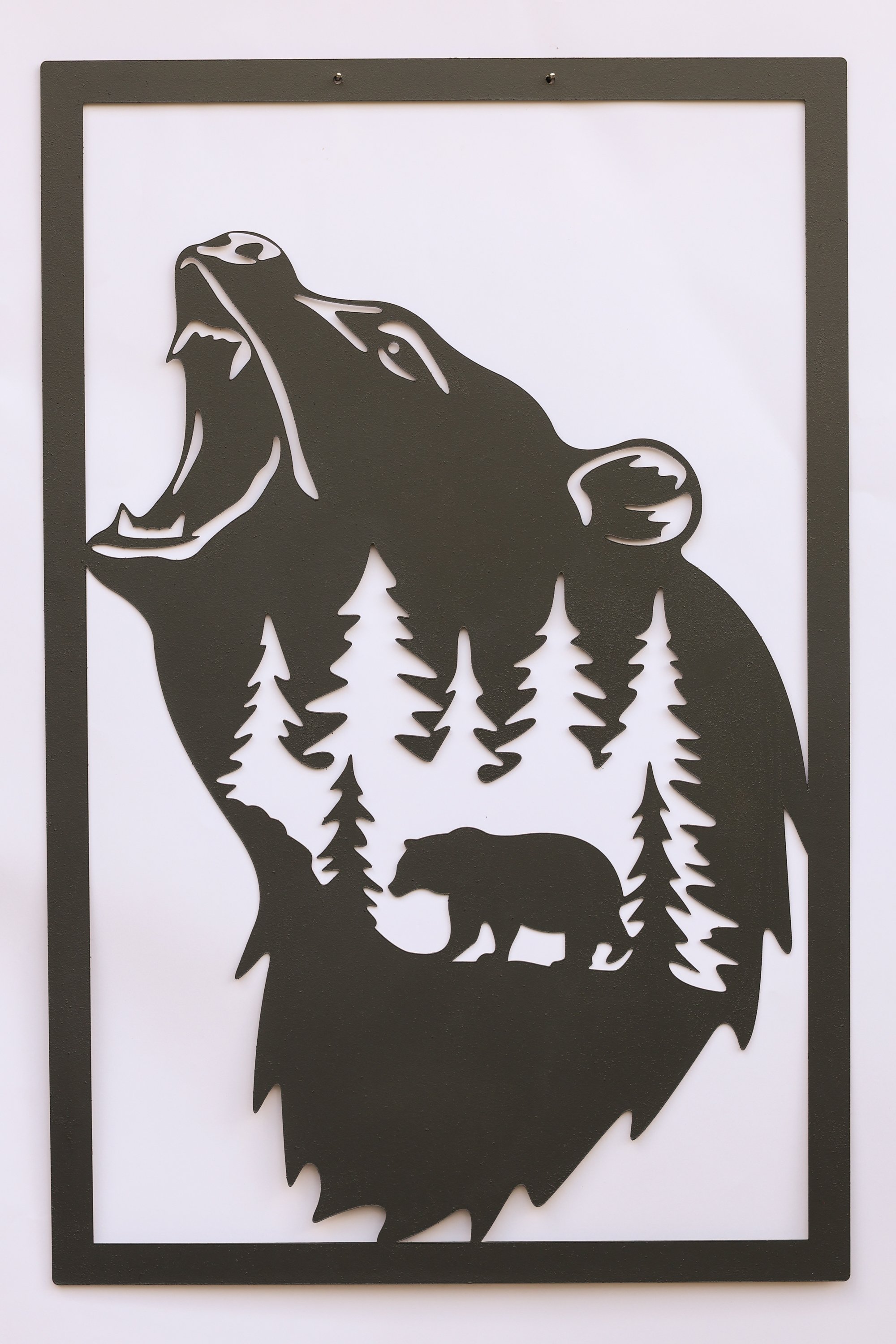 Bär Metall Wandbild in Anthrazit moderne Natur Wandkunst