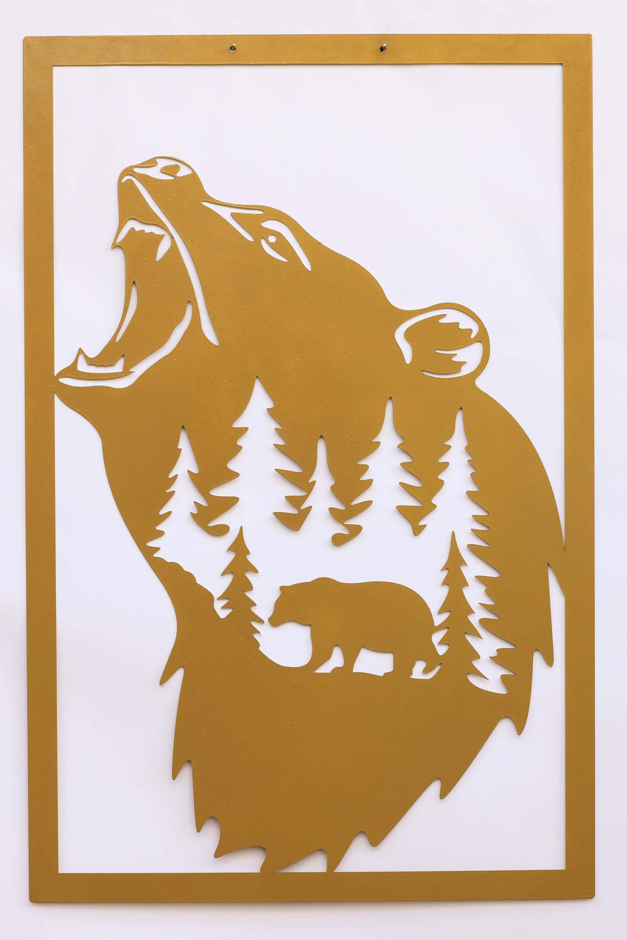 Bär Metall Wandbild – Wald Motiv moderne Wanddeko