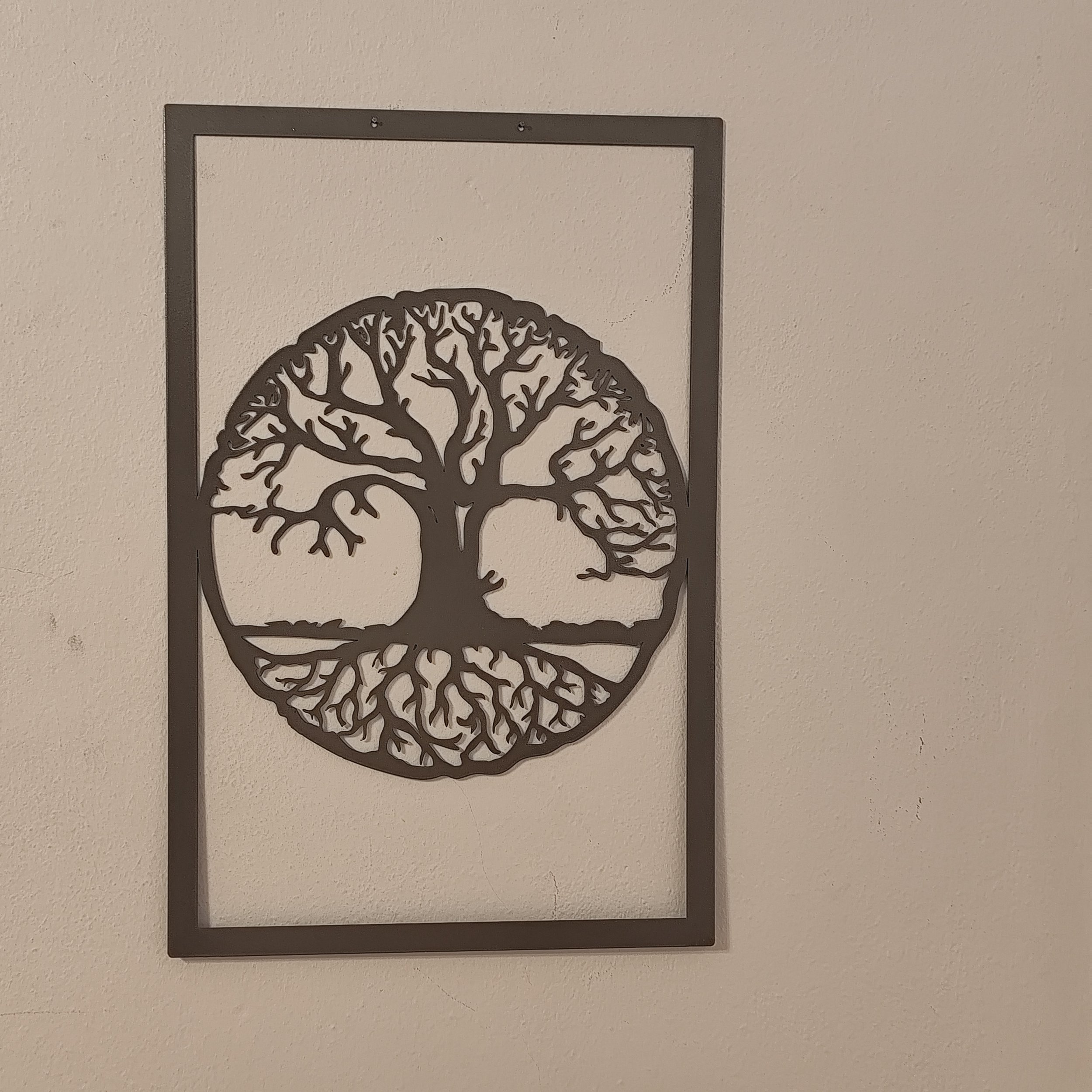 Lebensbaum Metall Wandbild in Silber stilvolle Dekoration