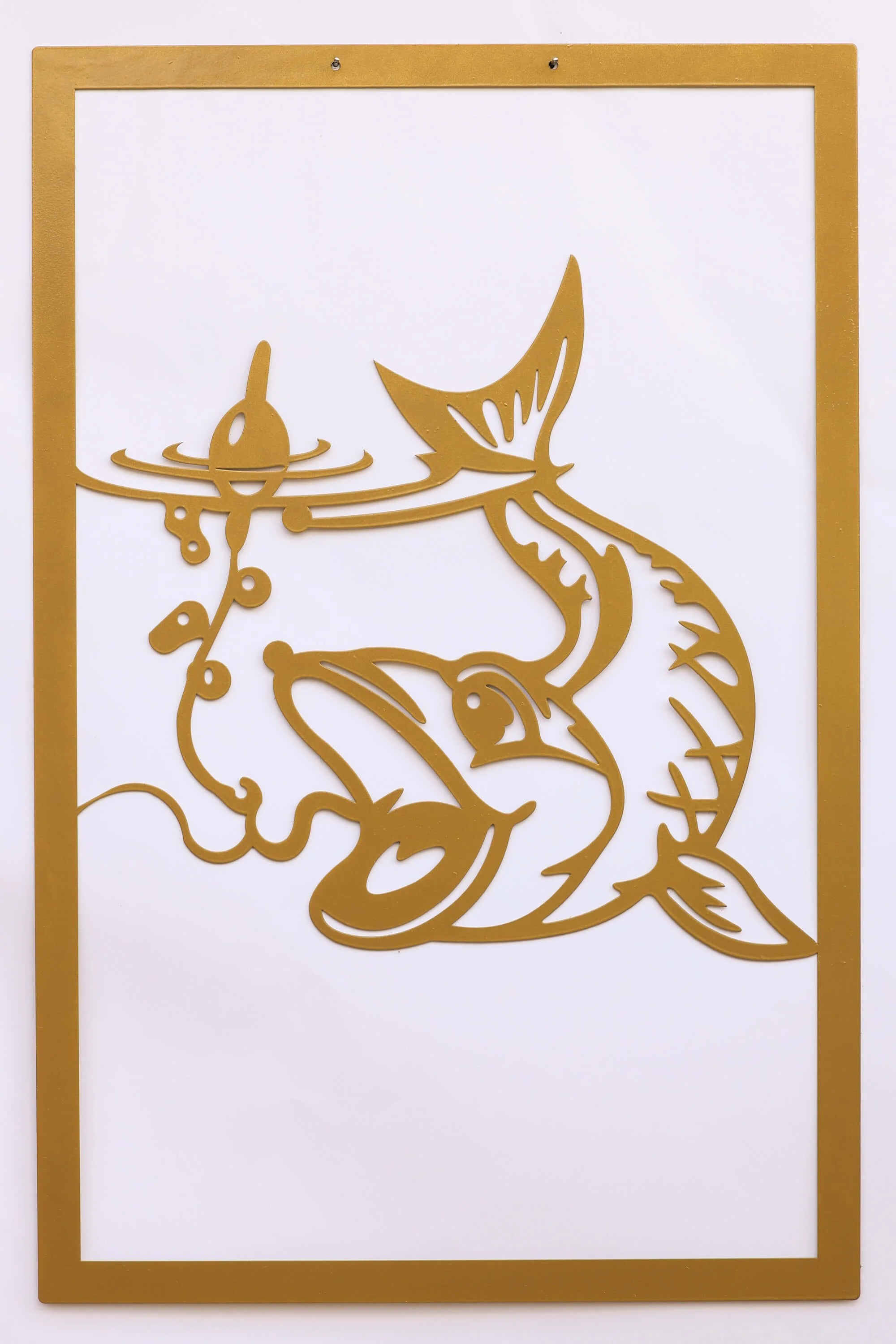 Angler Metall Wandbild – Fisch Motiv moderne Wanddeko