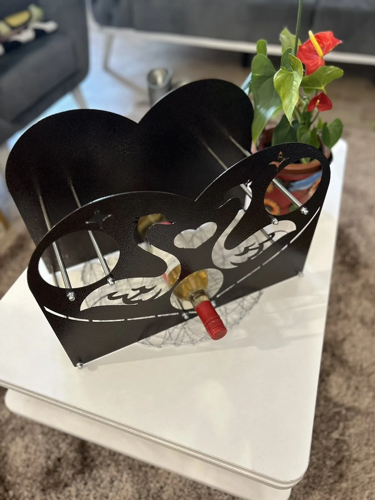 weinregal metall schwan flaschenhalter