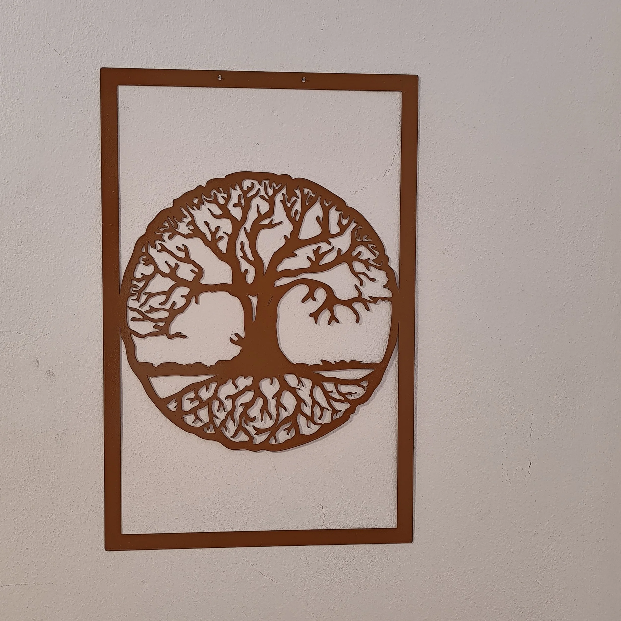 Lebensbaum Metall Wandbild in Dunkel Gold elegante Wandkunst