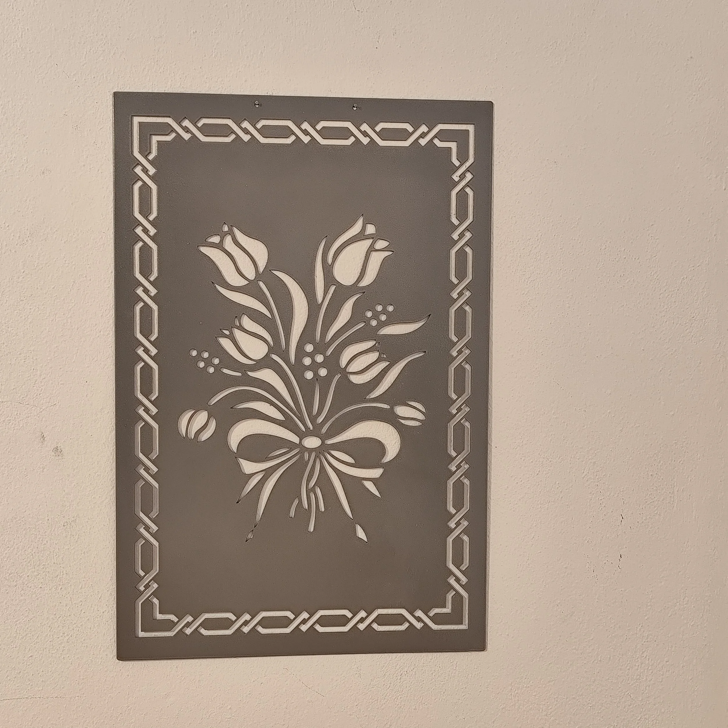 Florales Metallbild moderne Wandkunst mit Musterrahmen
