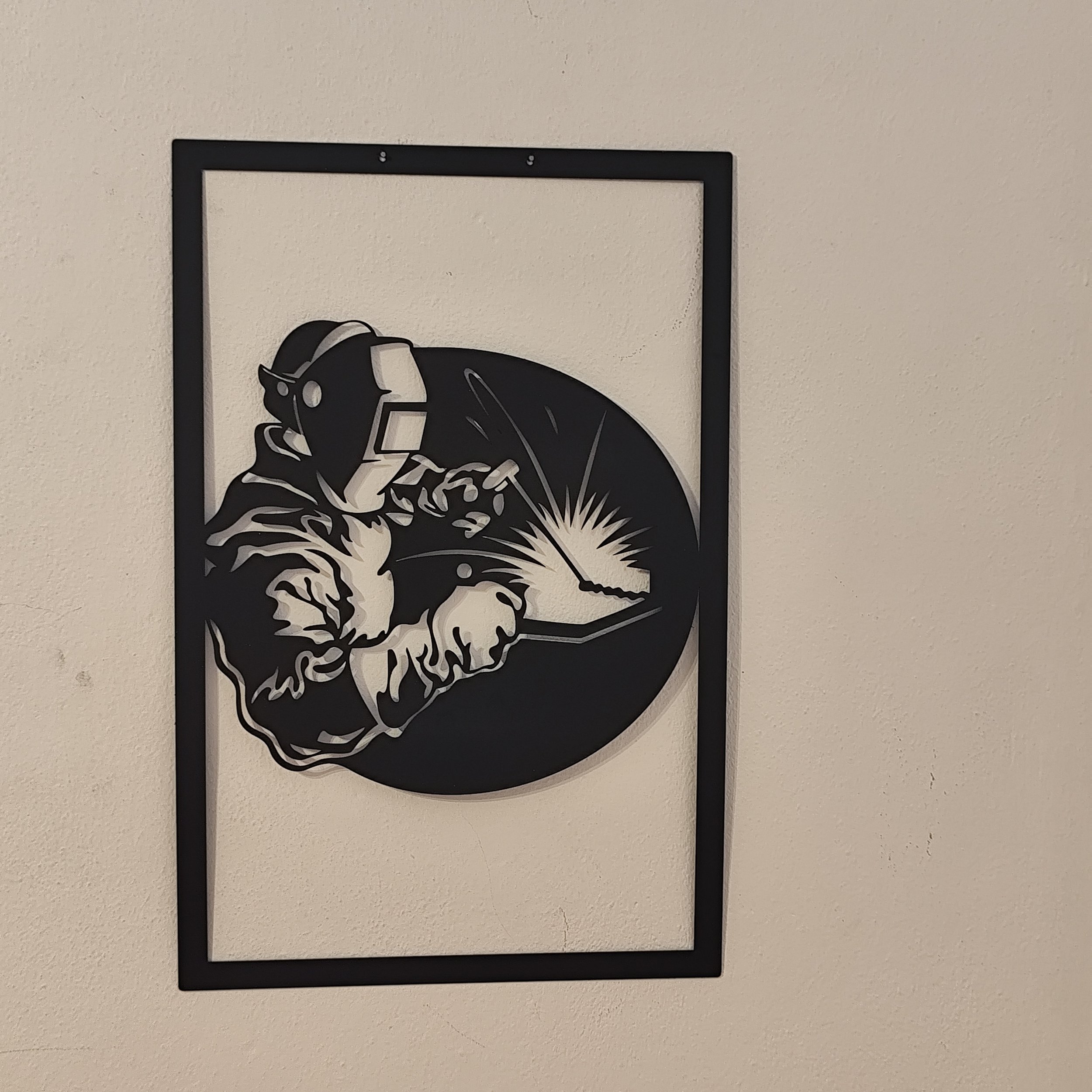 Schweißer Metall Wandbild in Schwarz Handwerker Geschenk
