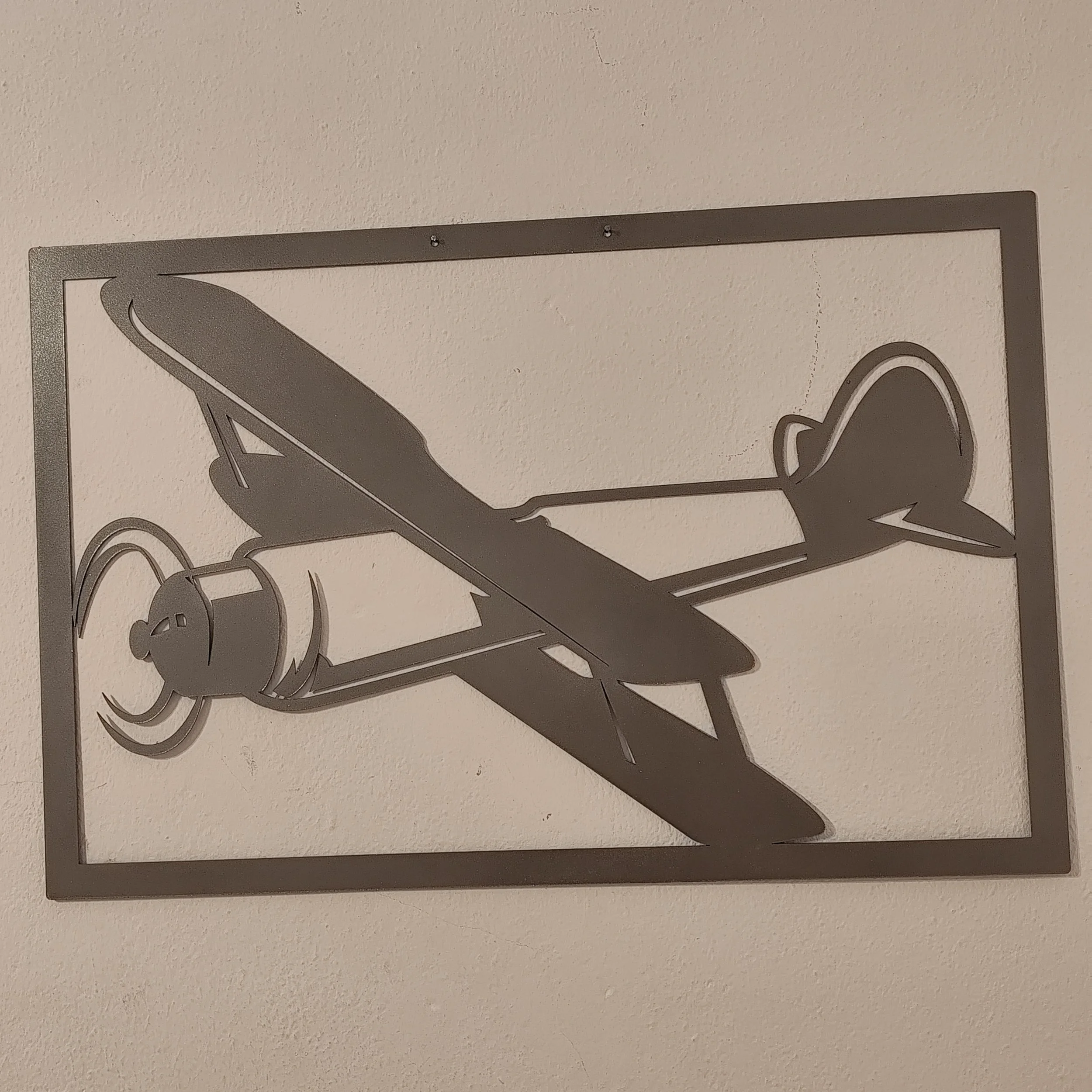 Wanddeko Flugzeug aus Metall reisen motiv silber