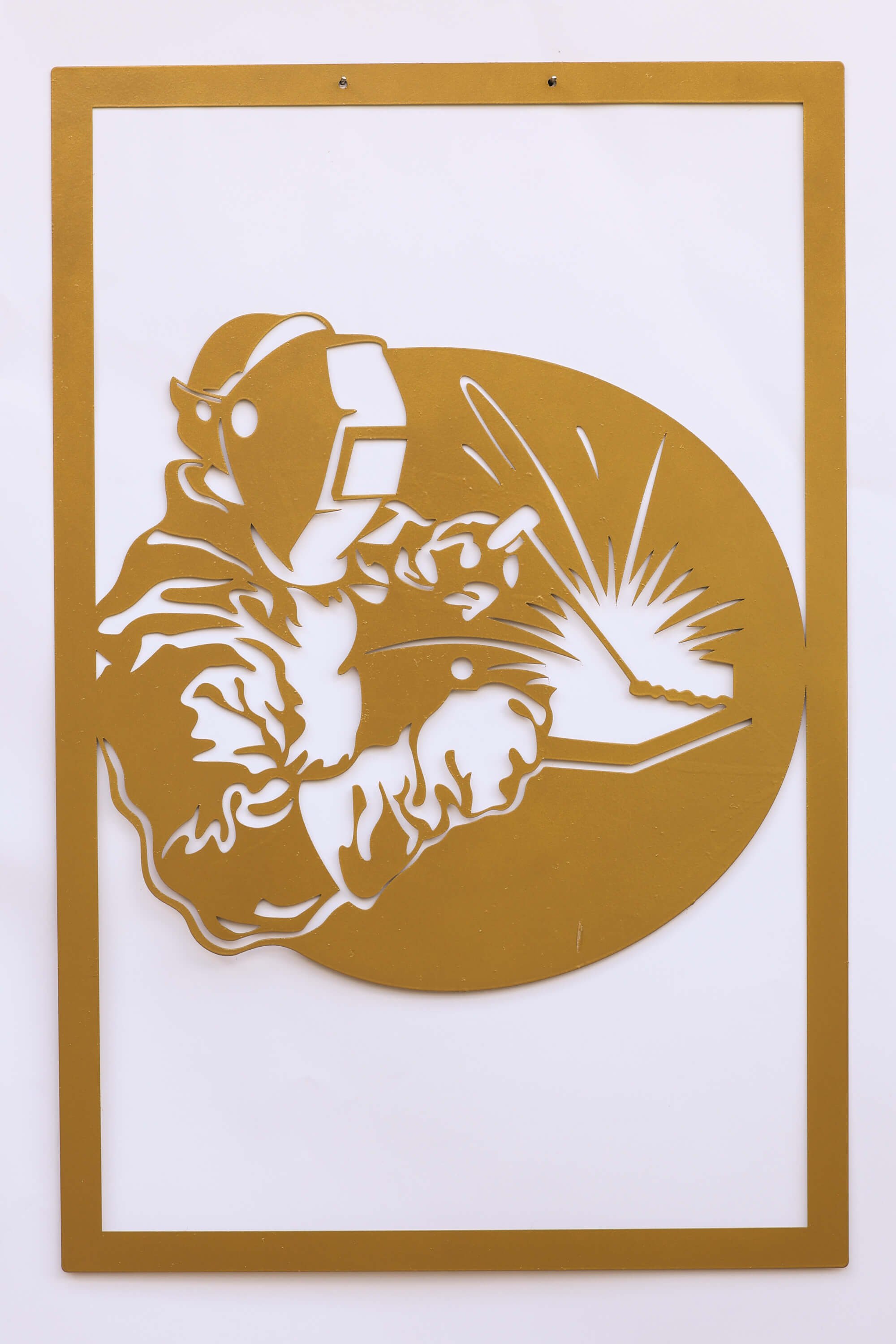 Schweißer Metall Wandbild – Industrielle Wanddeko für Handwerker