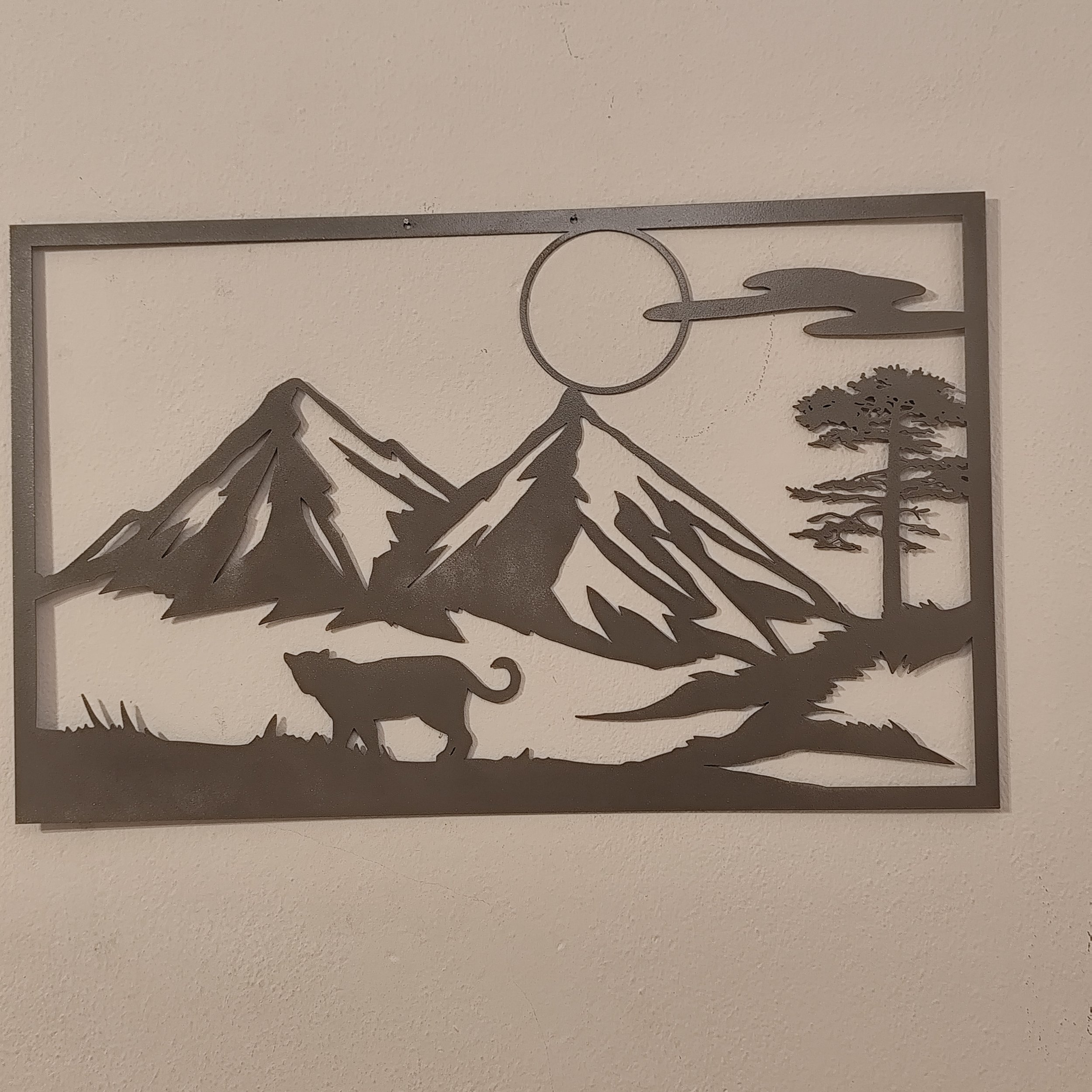 Berglandschaft Metall Wandbild in Silber moderne Wanddekoration