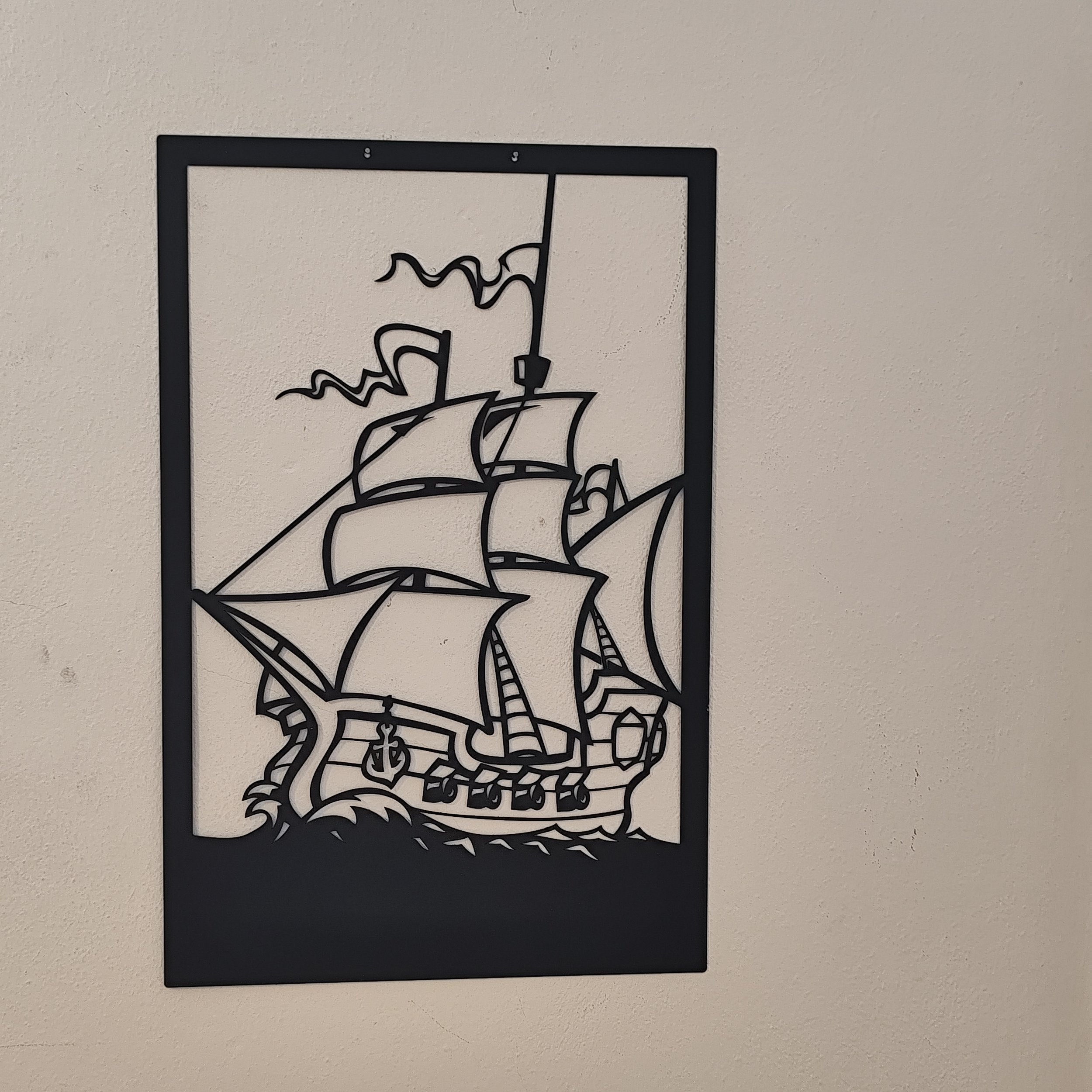 Metall Wandbild Segelschiff modern schwarz maritime deko