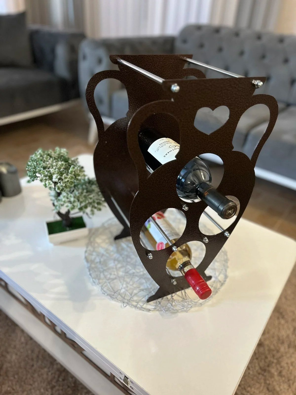 Weinregal Amphore aus Metall für 4 Flaschen