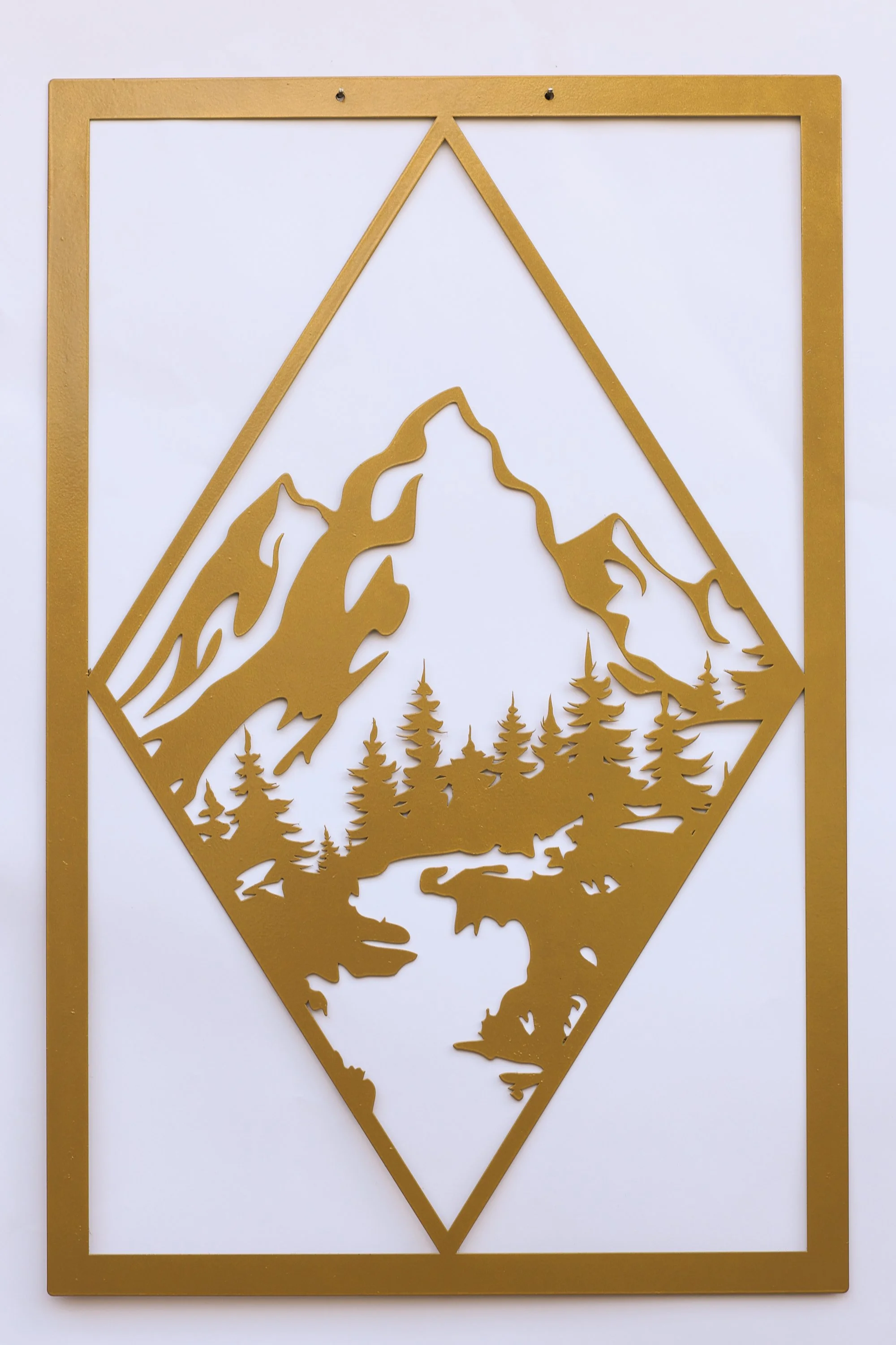 Metall Wandbild Berge Wald – Moderne Natur Landschaft Deko