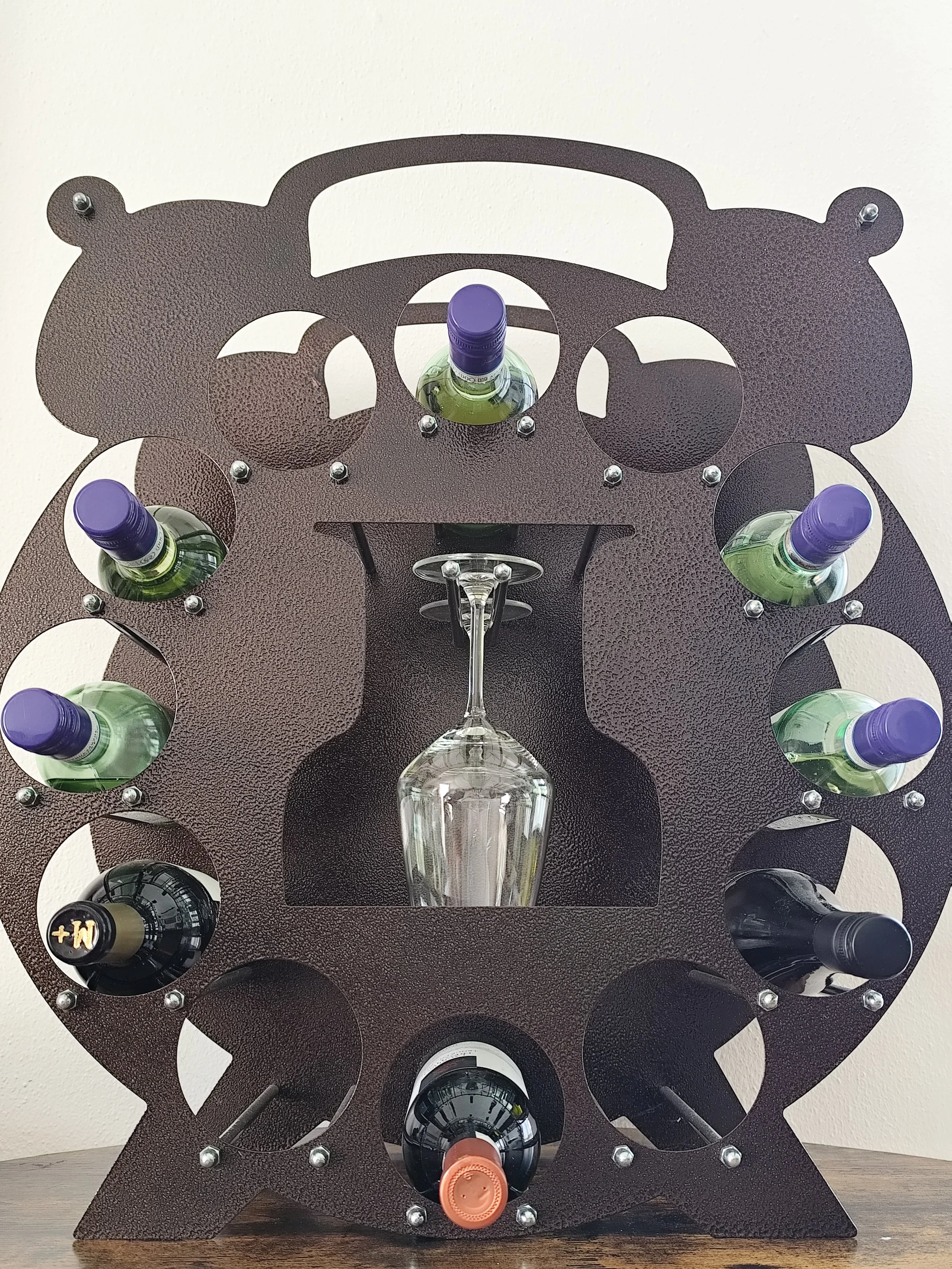 modernes weinregal aus metall für 12 flaschen