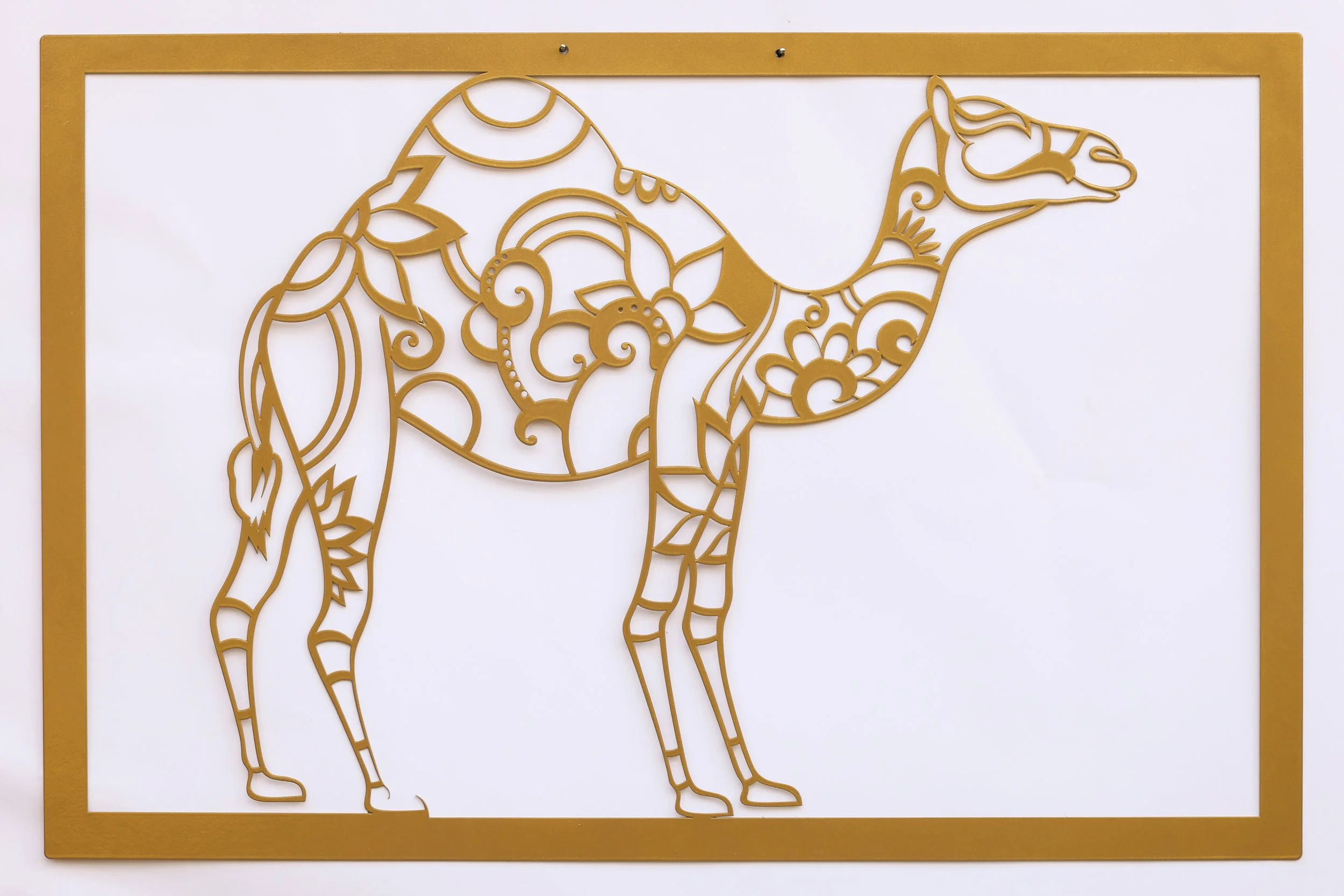 Kamel Metall Wandbild in Dunkel Gold exotische Wanddeko