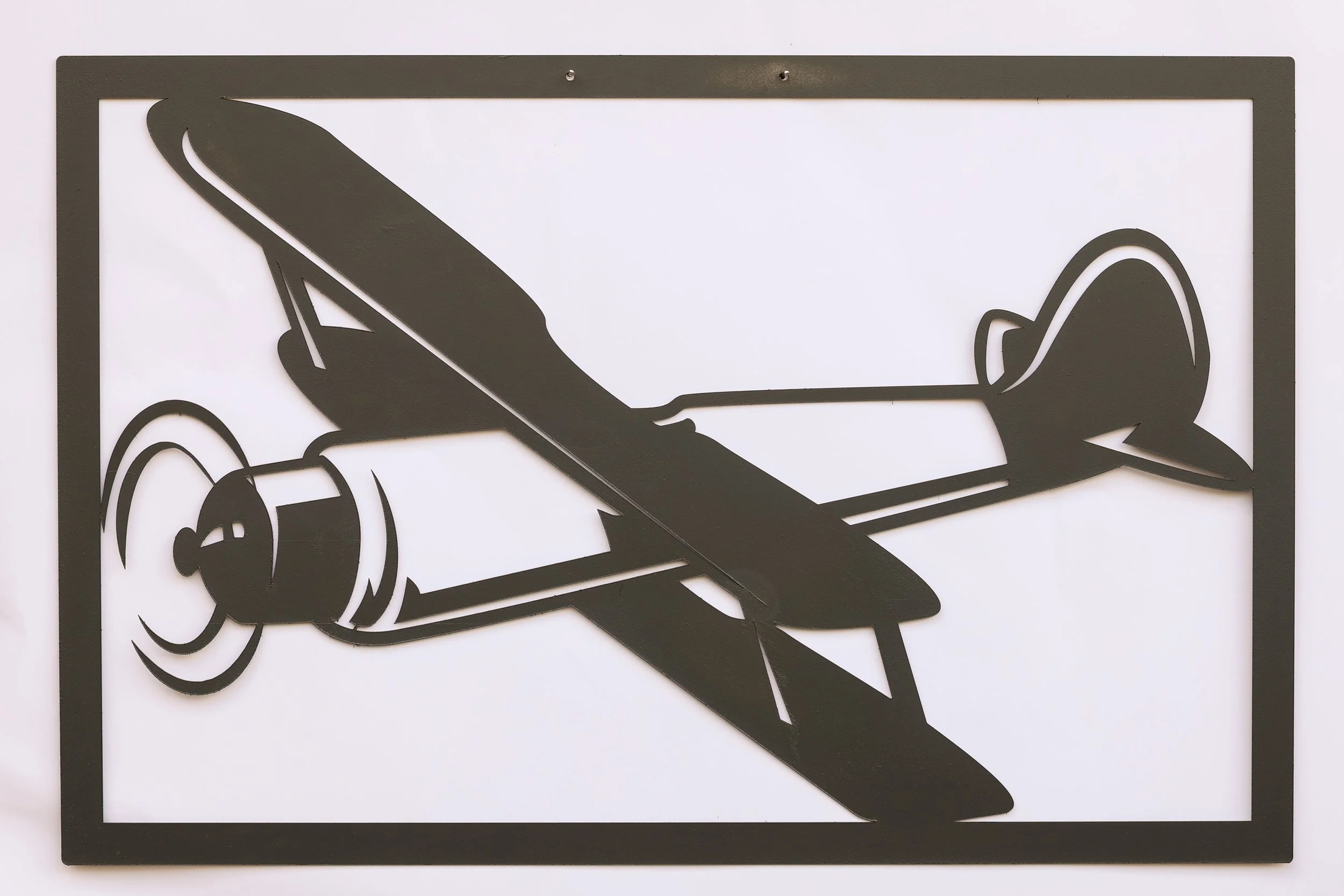 Metall Wandbild Flugzeug modern design schwarz