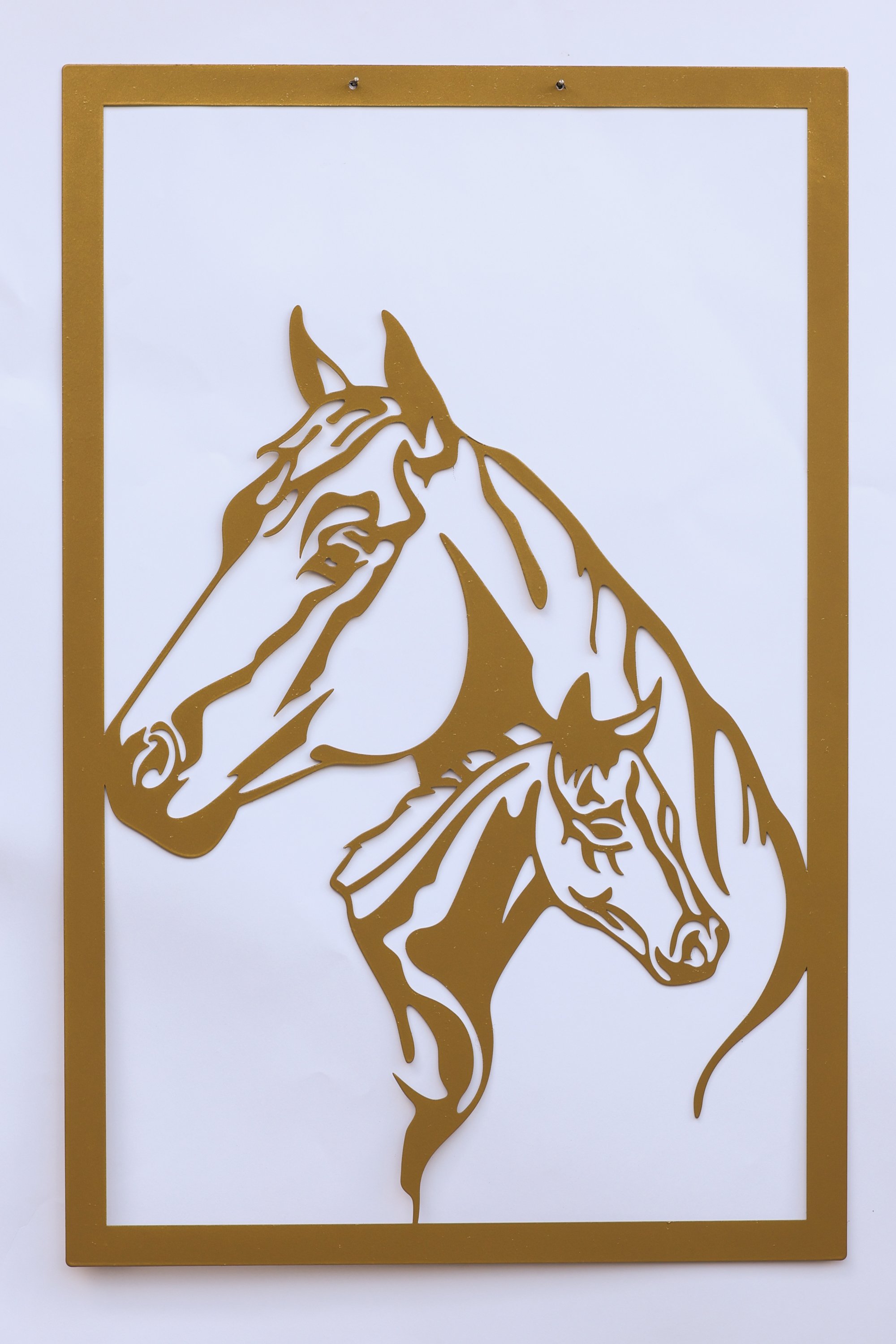 Metall Wandbild Pferd mit Fohlen – Elegante Tier Wanddekoration