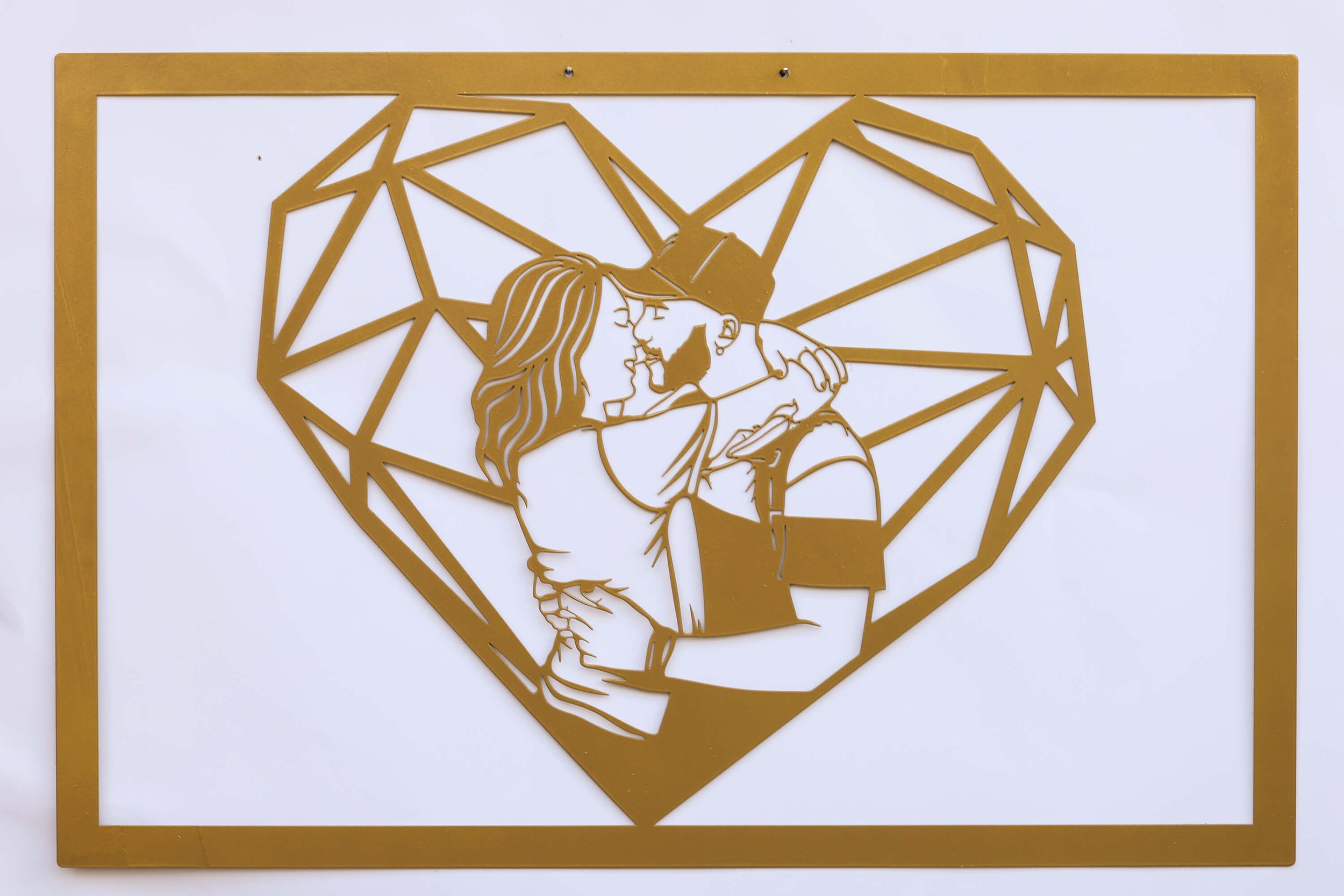 Metall Wandbild Herzpaar – Romantische Wanddeko