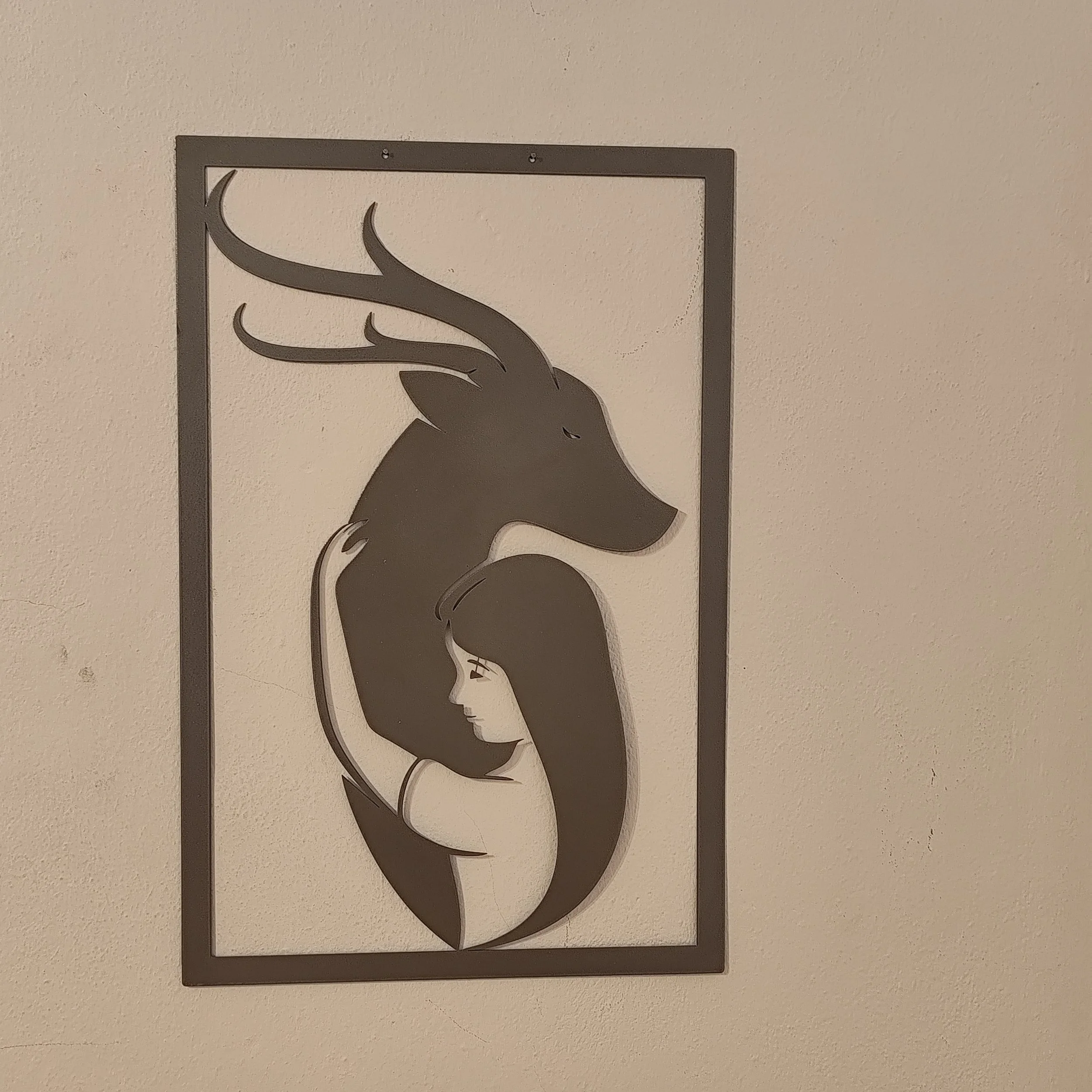 Metall Wandbild Frau Natur Motiv in Silber stilvolle Dekoration