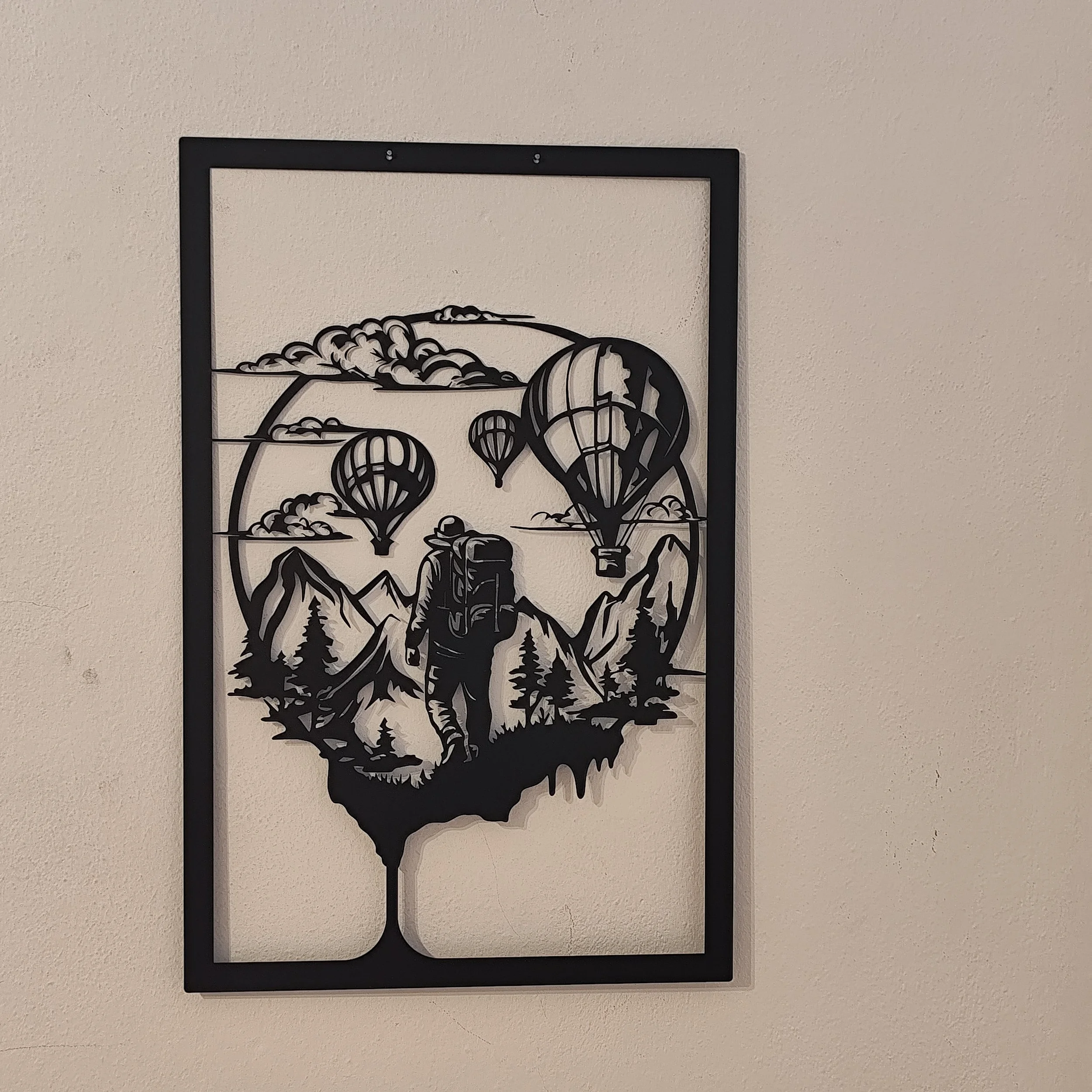 Wanddeko Natur Berge Ballons Metallbild Design