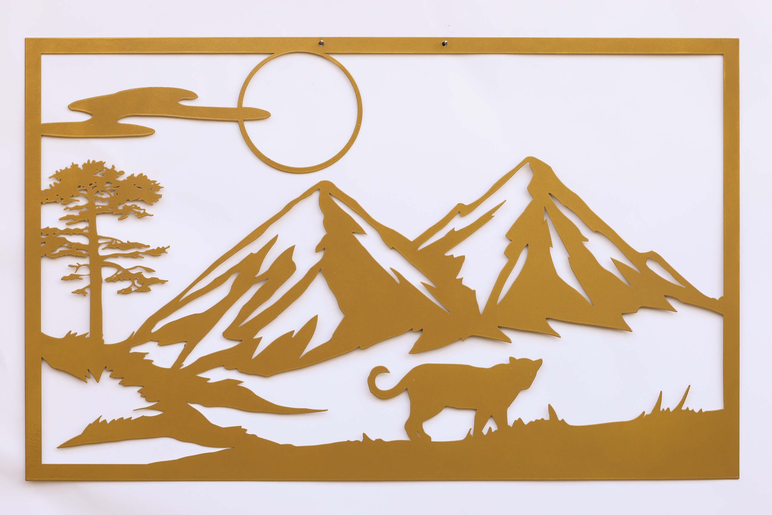 Berglandschaft Metall Wandbild – Natur Wanddeko mit Tier