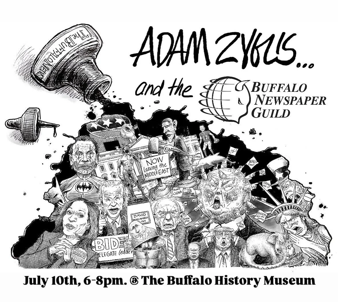 Join us on July 10th from 6 to 8 p.m. for &ldquo;Drawing Support for Local Journalism&rdquo; -- The Buffalo Newspaper Guild Hosts the Closing of @adamzyglis&rsquo; Ink &amp; Insight.

Come and mingle with the hard-working journalists of the Buffalo N