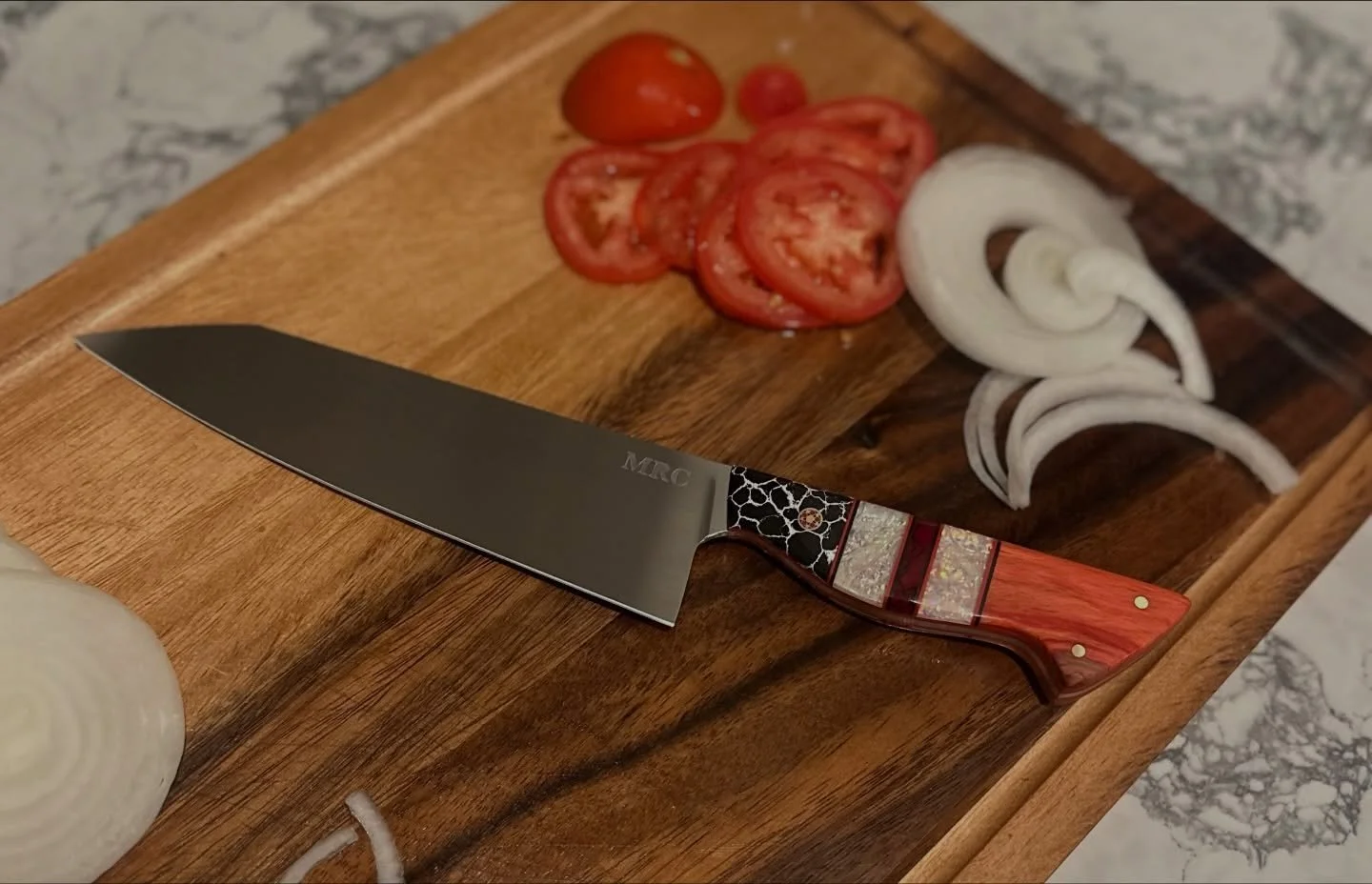 I love when customers ask for something meaningful and personal. This piece represents the different birthstones of a loving family and I enjoyed working with some new materials
.
Nitro-V Stainless from @nj_steelbaron 
Opal Dichrolam, TruStone, G10, 