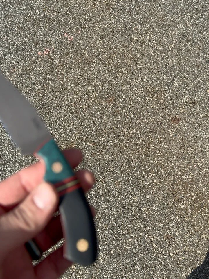 Man, oh man I like this one. One of the several customs for @robertognek_tattoos the Tat Wizard
.
CPM S30V Stainless Steel from @nj_steelbaron 
Grip X from @griptecofficial 
Brass, Micartas, and Hardware from @makermaterialsupply 
.
This was a custom