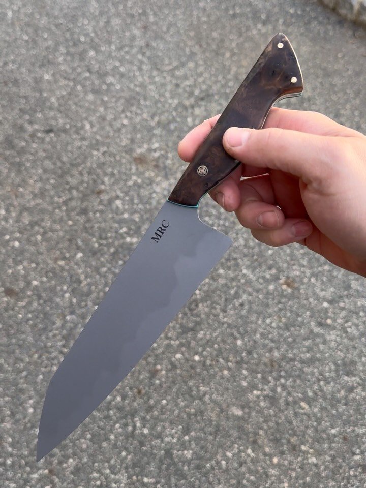 Look! A non-commission piece that&rsquo;s actually available! 
.
I redid the finish on this gal 4 times before I just blasted it. Hamons are tough and unpredictable and I just couldn&rsquo;t get the look I wanted with normal handsanding and etching, 