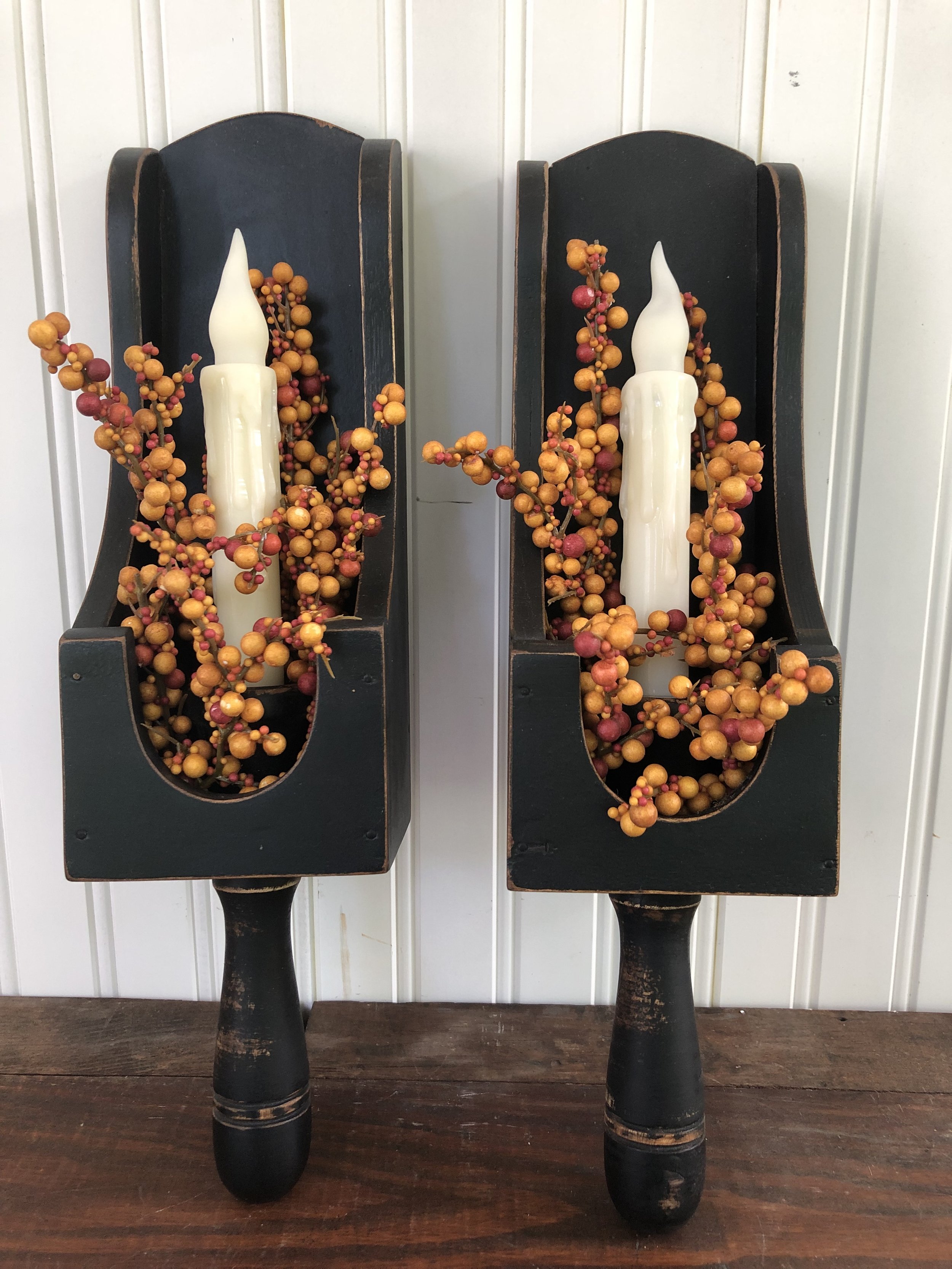 Upcycled vintage candle sconces