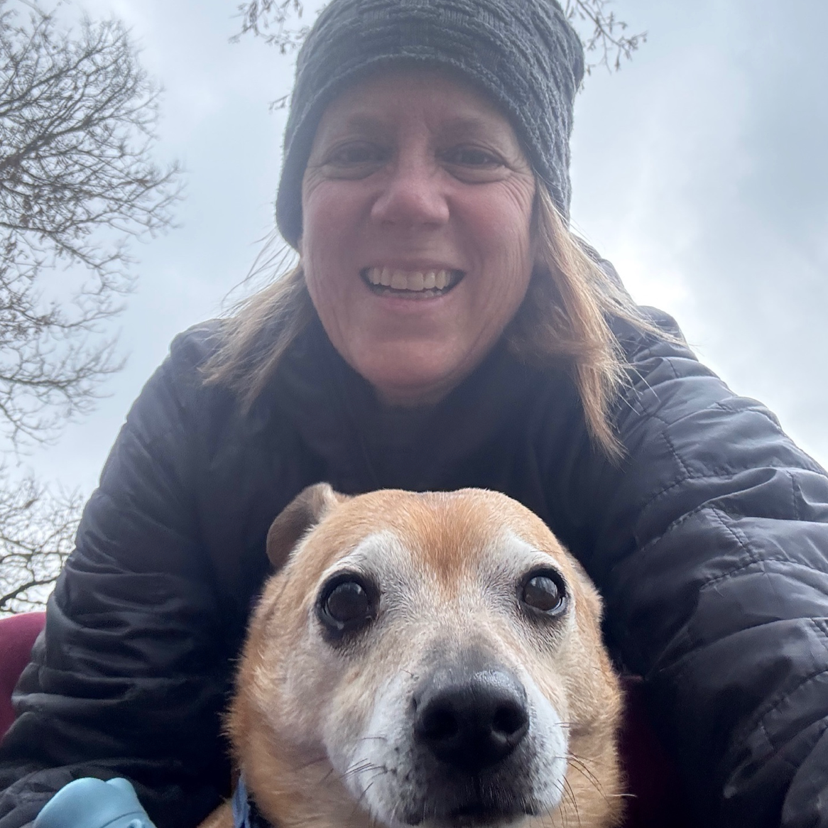 woman with her dog