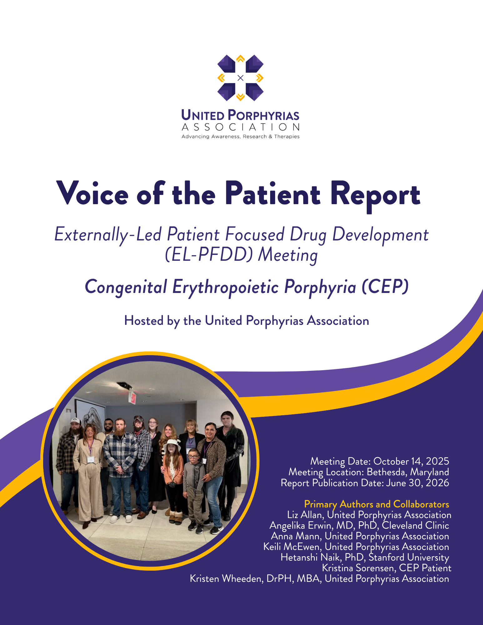 Cover page for Voice of the Patient Report