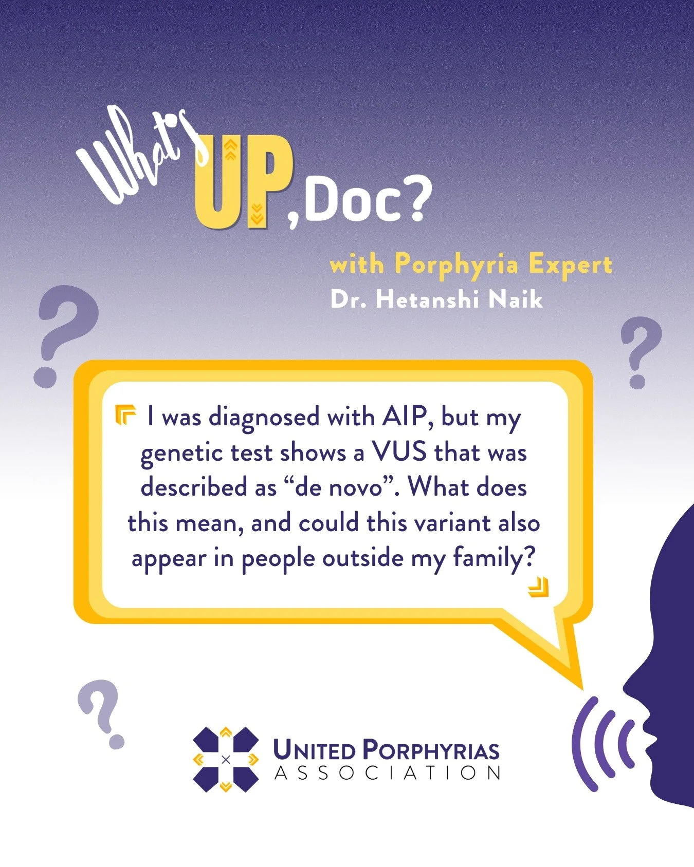 A question we often hear from patients: What does a &ldquo;VUS&rdquo; mean in my AIP genetic test?🤔

Today&rsquo;s answer comes from Dr. Hetanshi Naik (Stanford University School of Medicine).

A VUS (Variant of Uncertain Significance) means a genet