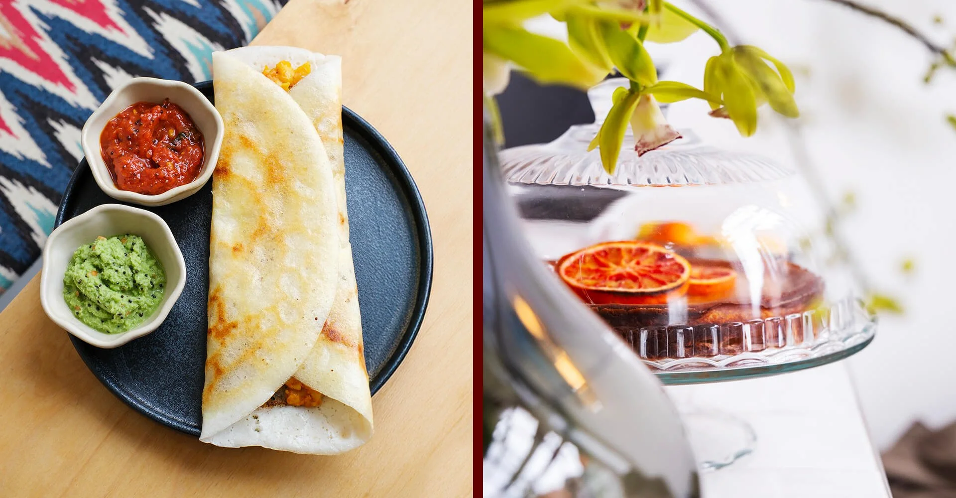 South Indian vegetarian brunch with dosa, specialty coffee and house-made cake at KISMET.