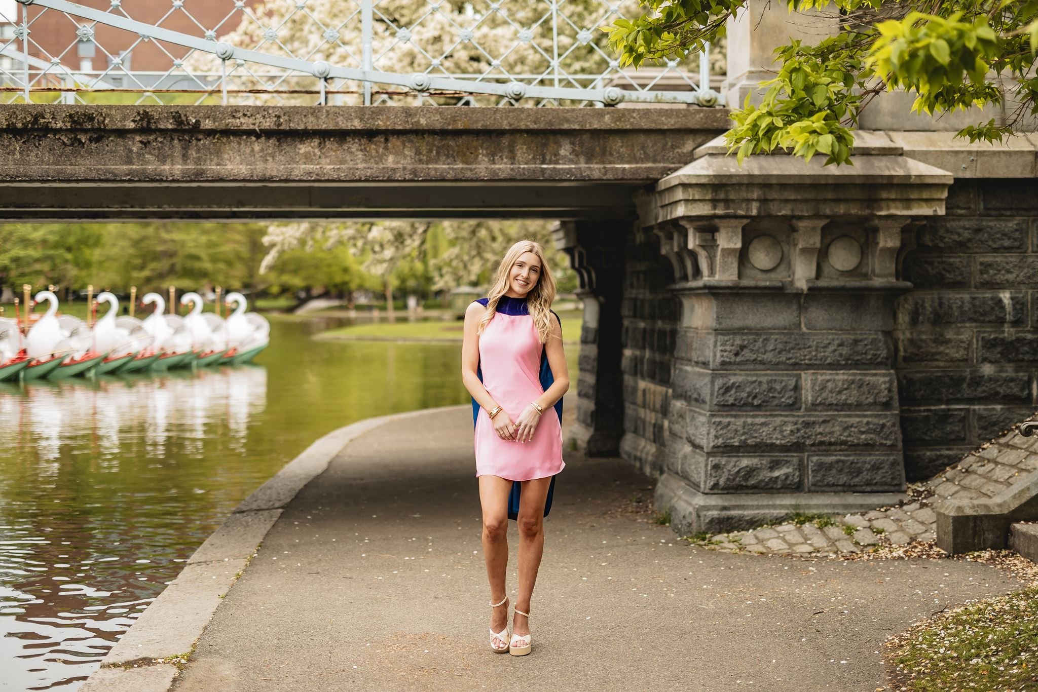 Graduation portraits by the waterfront in Boston during spring