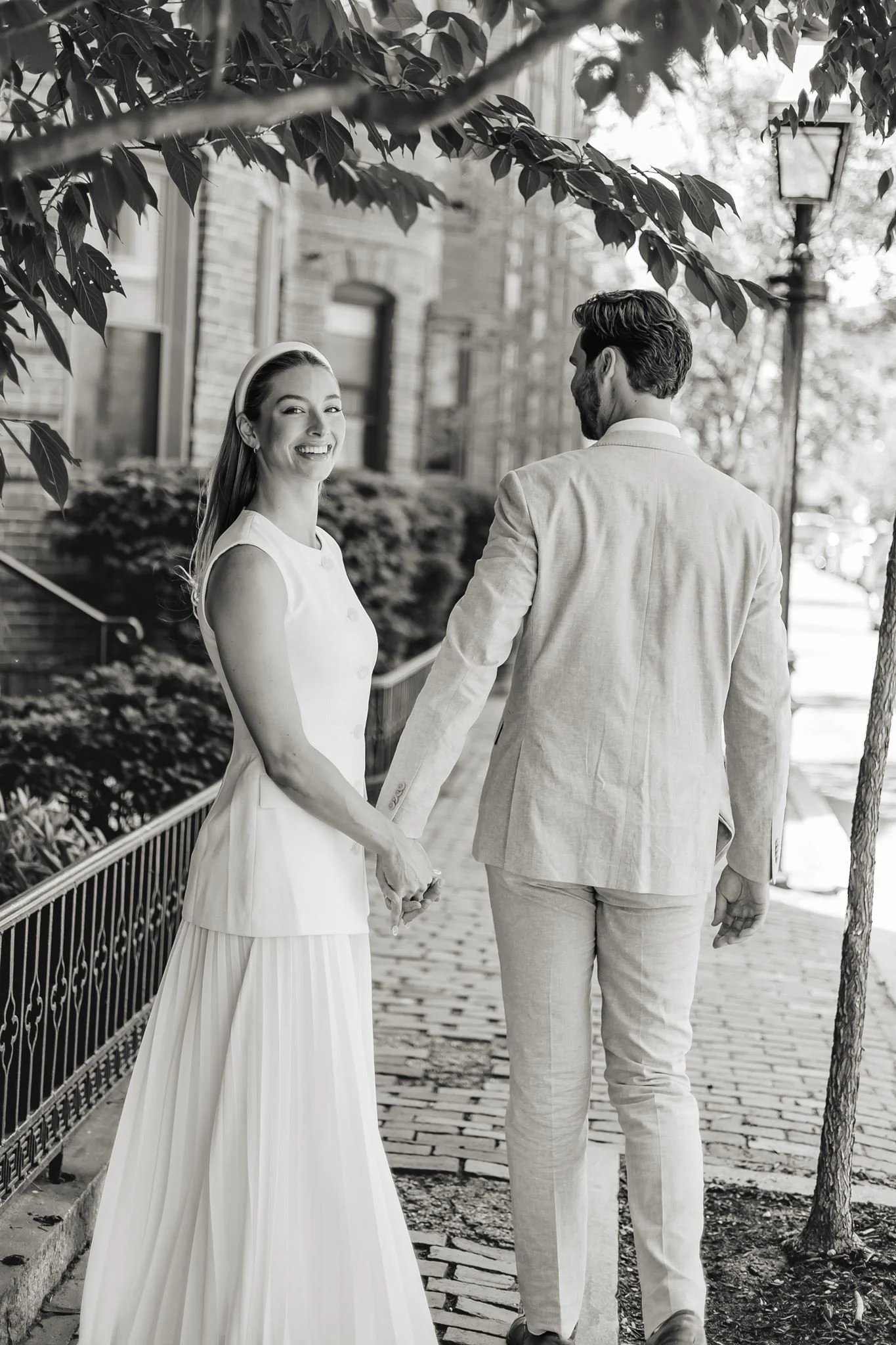 Romantic wedding portraits of a couple in downtown Boston following their City Hall ceremony.