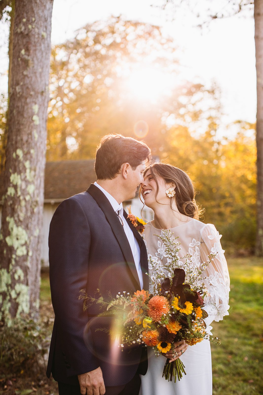 Candid moments from backyard wedding celebration