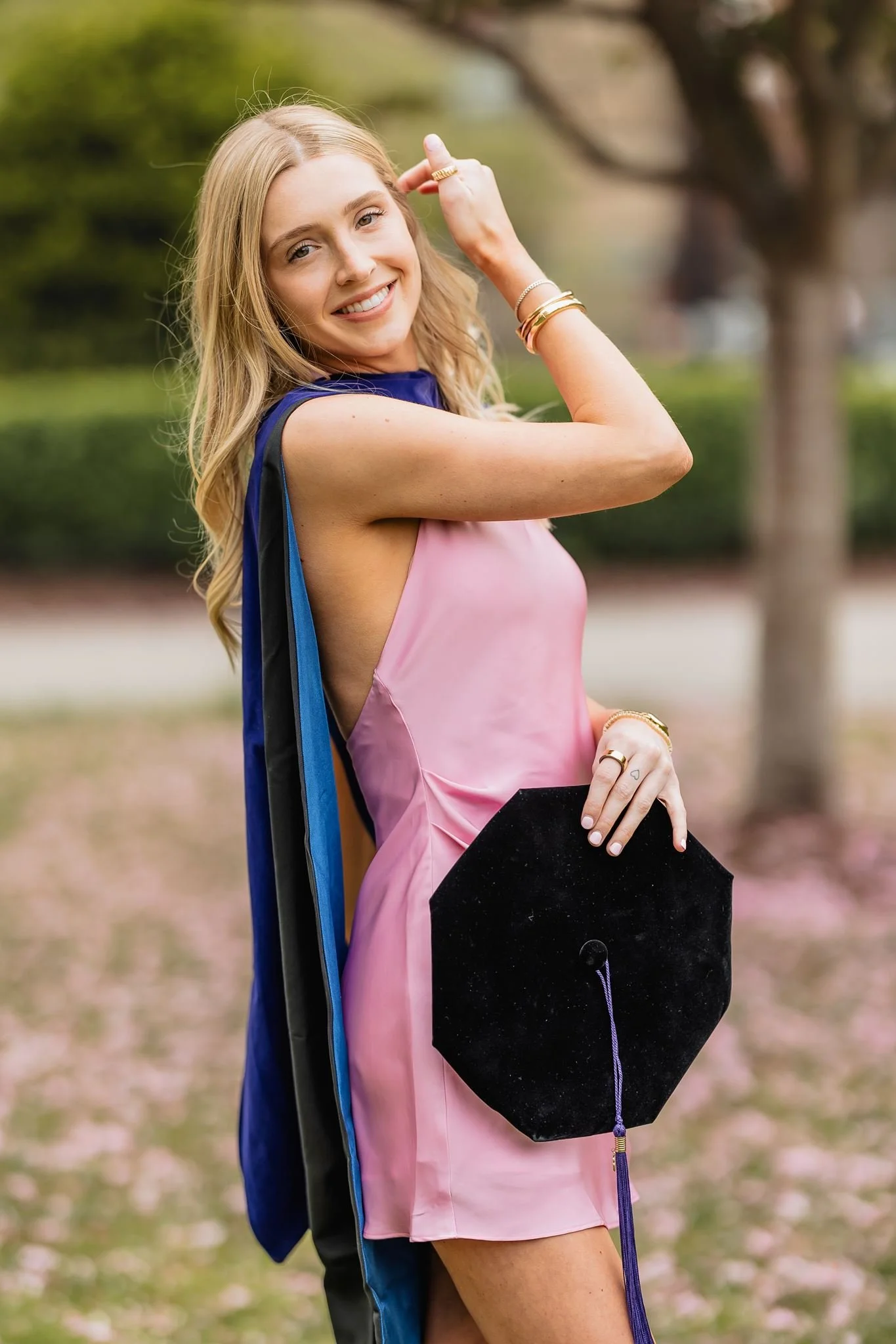 Graduation portraits by the waterfront in Boston during spring