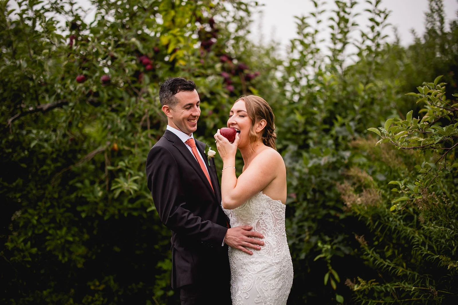 Orchard wedding portraits at Smolak Farms in North Andover MA