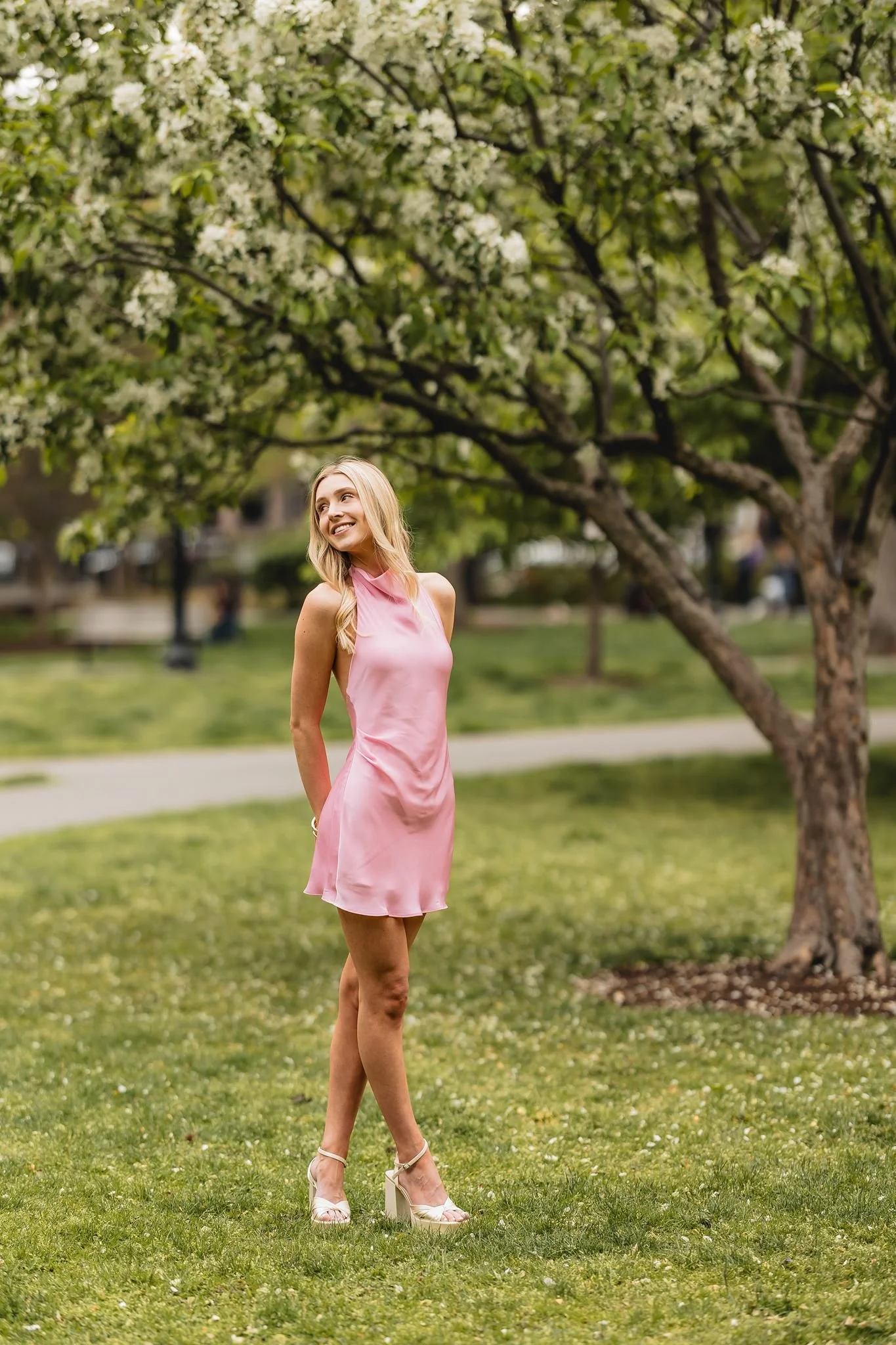 Graduation portraits by the waterfront in Boston during spring