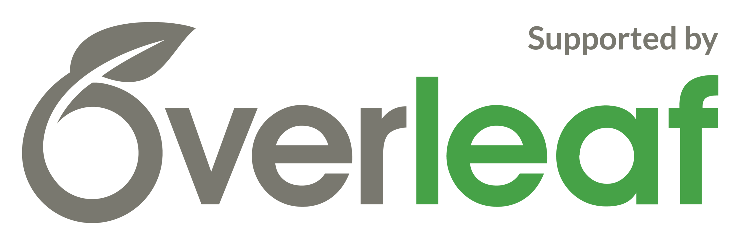 Environmental organization logo with gray and green text reading "Overleaf."