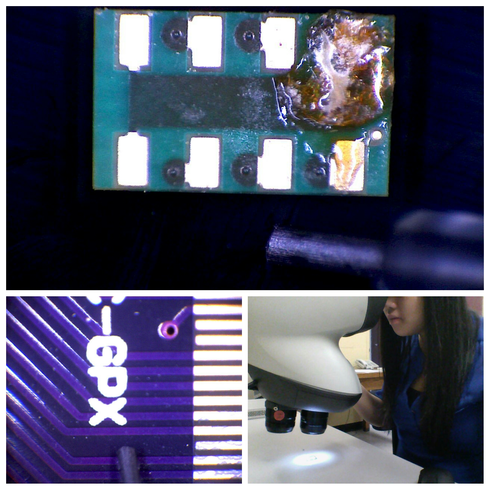 Various small electronic components. For scale, a 0.5mm pencil lead is shown.