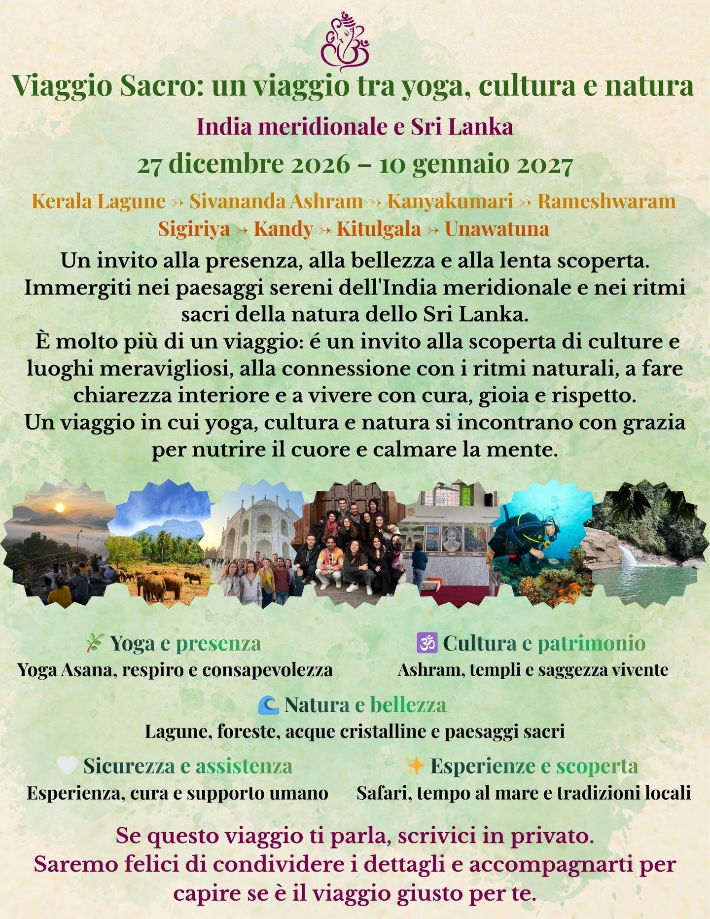 ✨ Sacred Flow &ndash; Capodanno tra India e Sri Lanka ✨

Un modo diverso di salutare l&rsquo;anno che si chiude e accogliere quello nuovo 🌿

Dal silenzio dell&rsquo;ashram alle acque dell&rsquo;oceano, tra yoga, cultura viva, natura sacra e lentezza