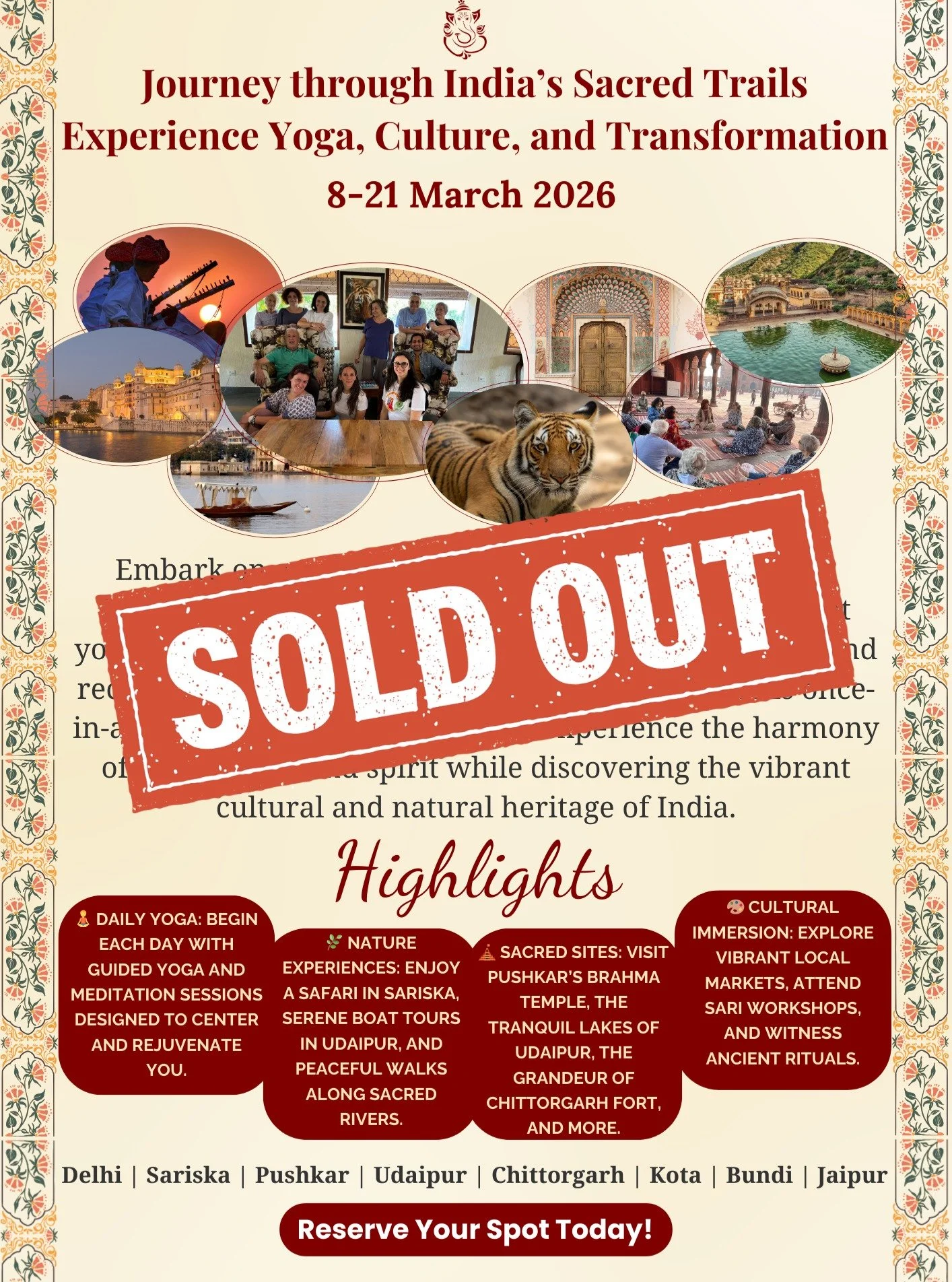 ✨🧿 SOLD OUT! Thank you for the love. Another retreat is on its way stay tuned. 🔥🌿 
@dhyana.yoga ✨🙏
.
.
.
.
.
#SpiritualGetaway #JourneyWithin #RejuvenateYourself #TravelInspiration #YogaRetreat #Sivananda #SivanandaAshram #Yoga #YogaTour #IndiaRe