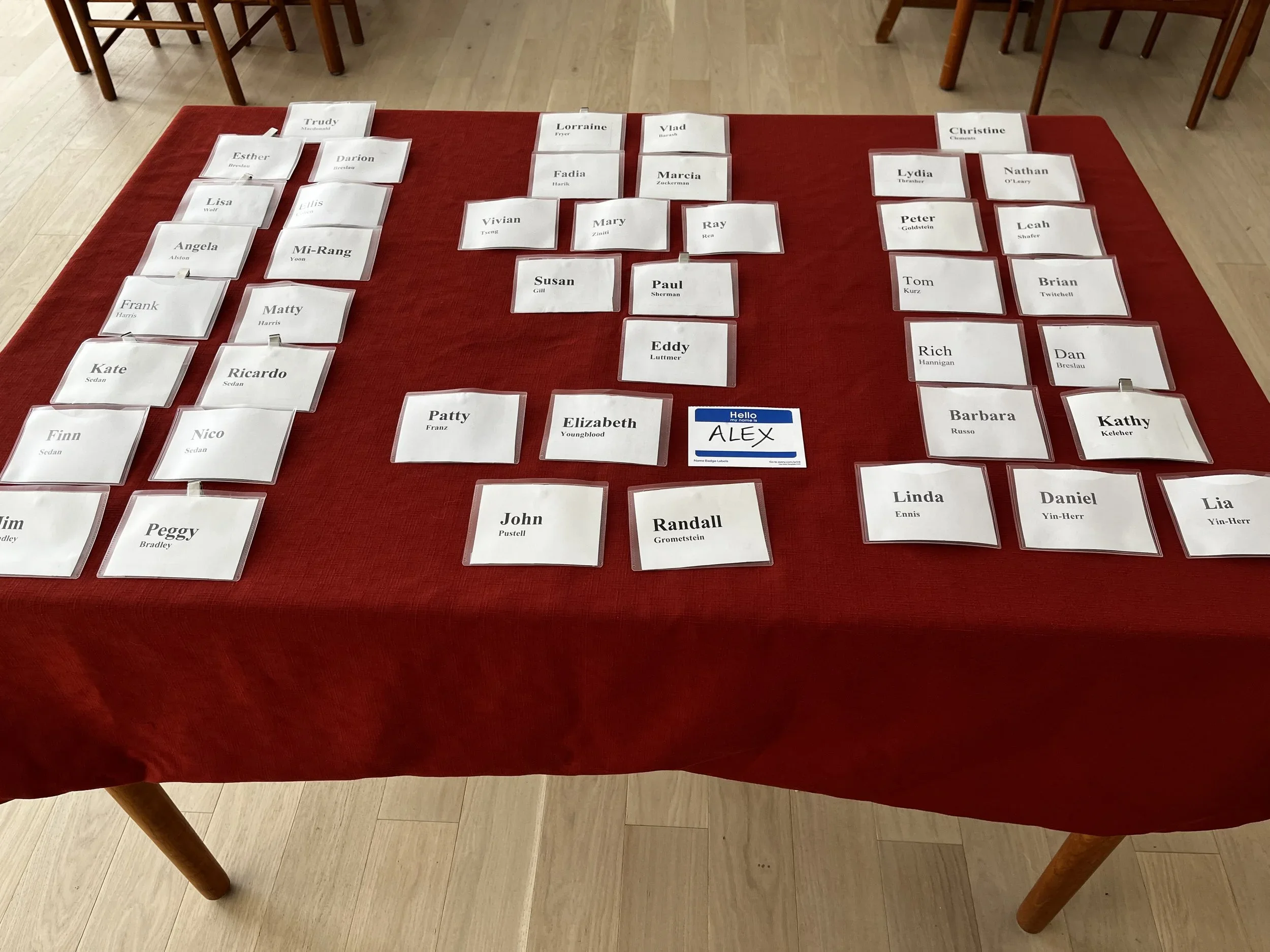 Nametags ready for an open house